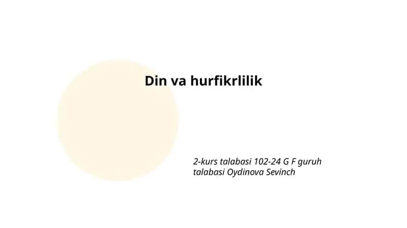 Din va hurfikrlilik 1