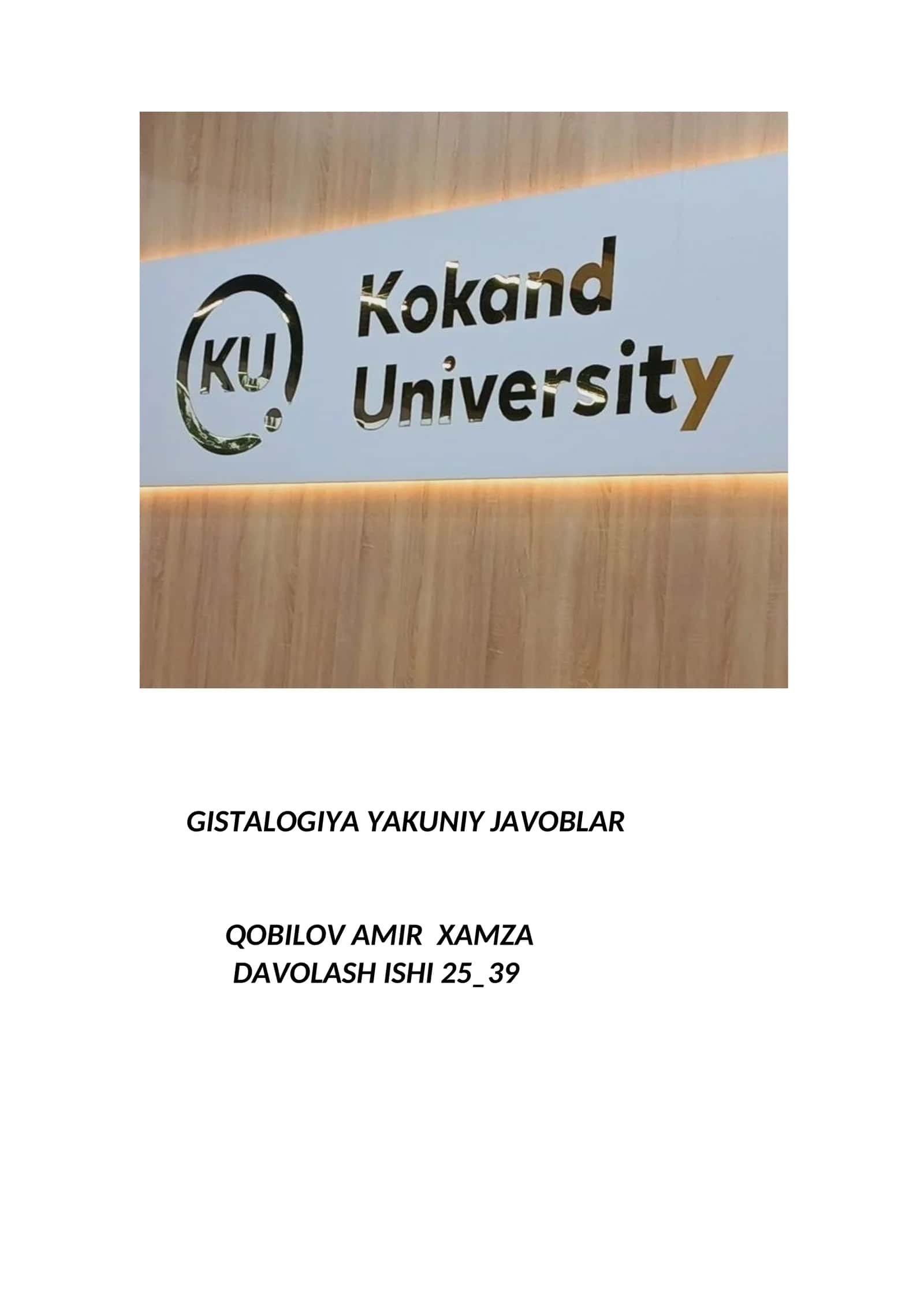 GISTALOGIYA YAKUNIY JAVOBLAR 1