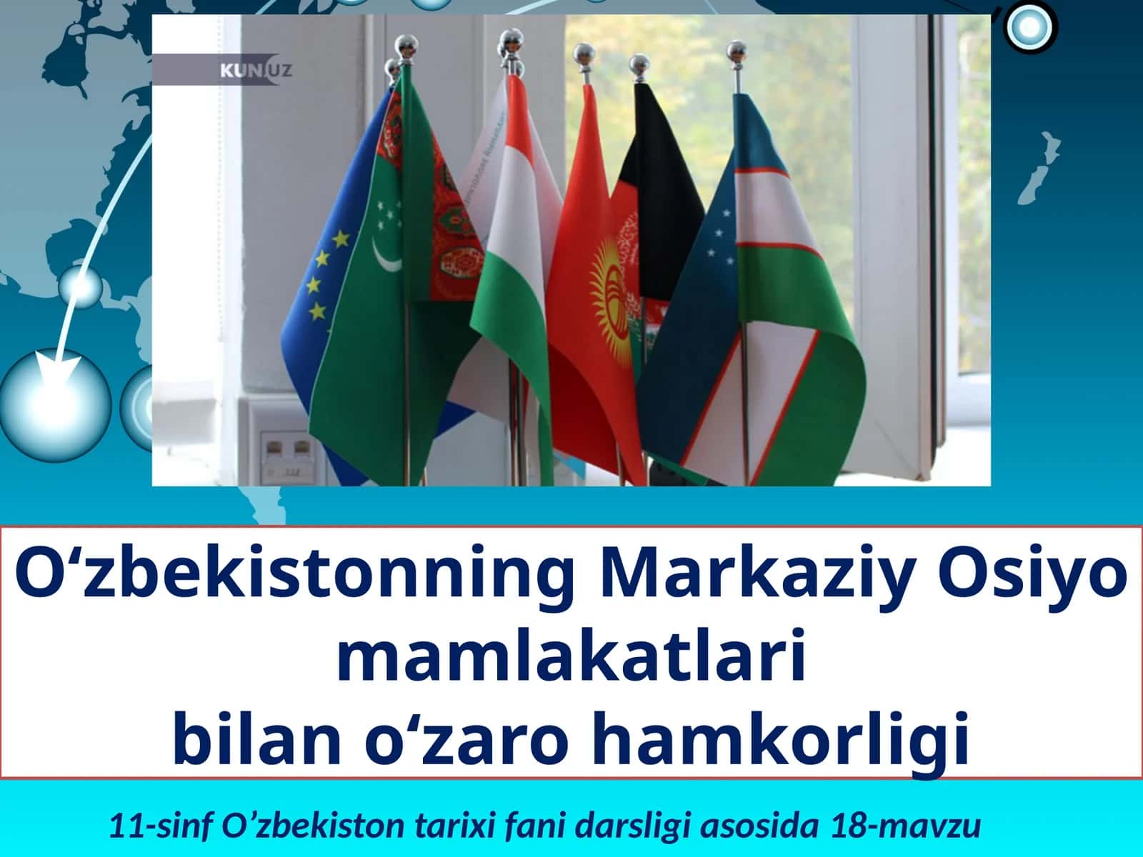 11-sinf O'zbekiston tarixi dars ishlanma. O'zbekistonning Markaziy Osiyo mamlakatlari bilan hamkorligi 1