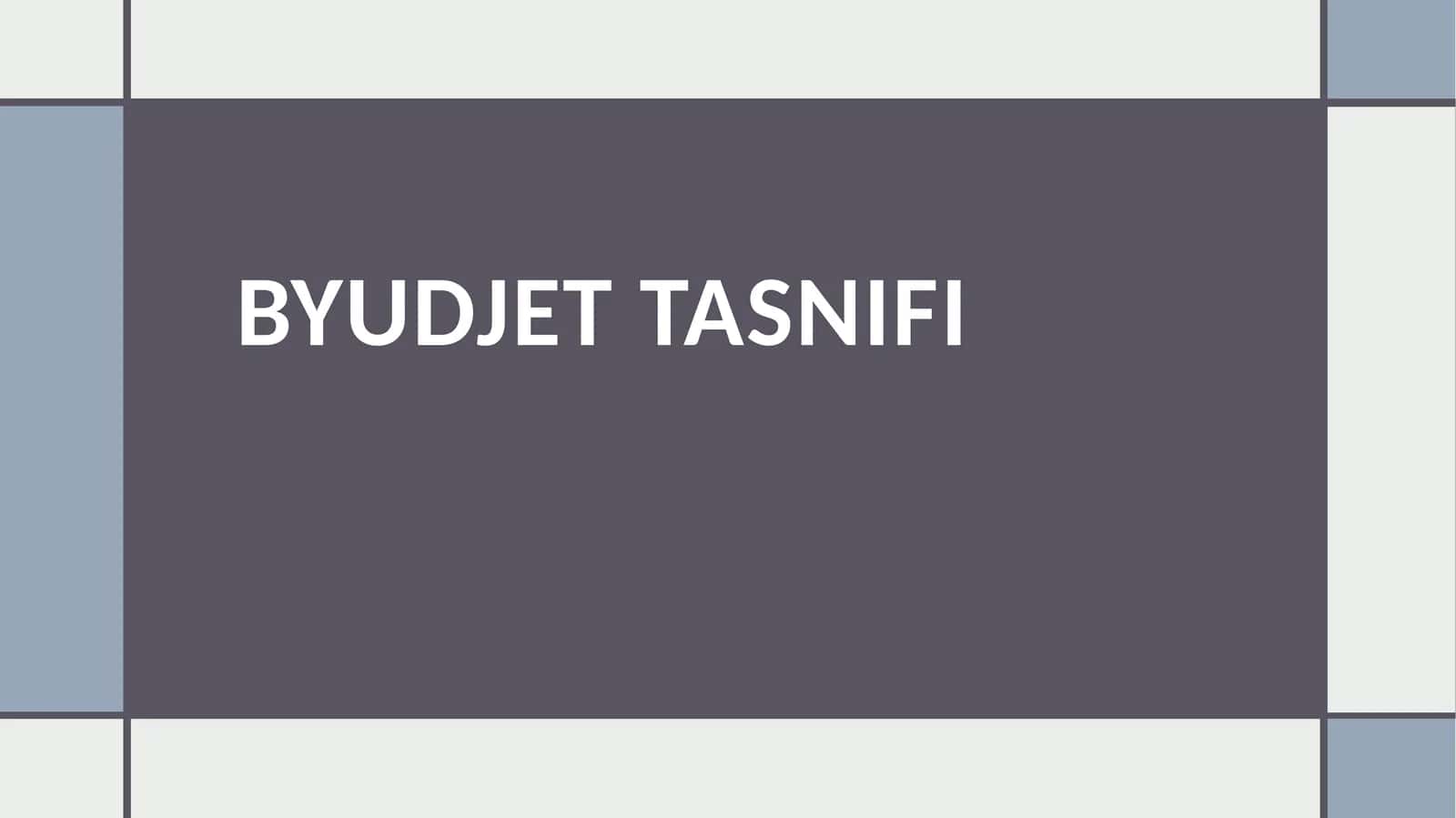 BYUDJET TASNIFI 1