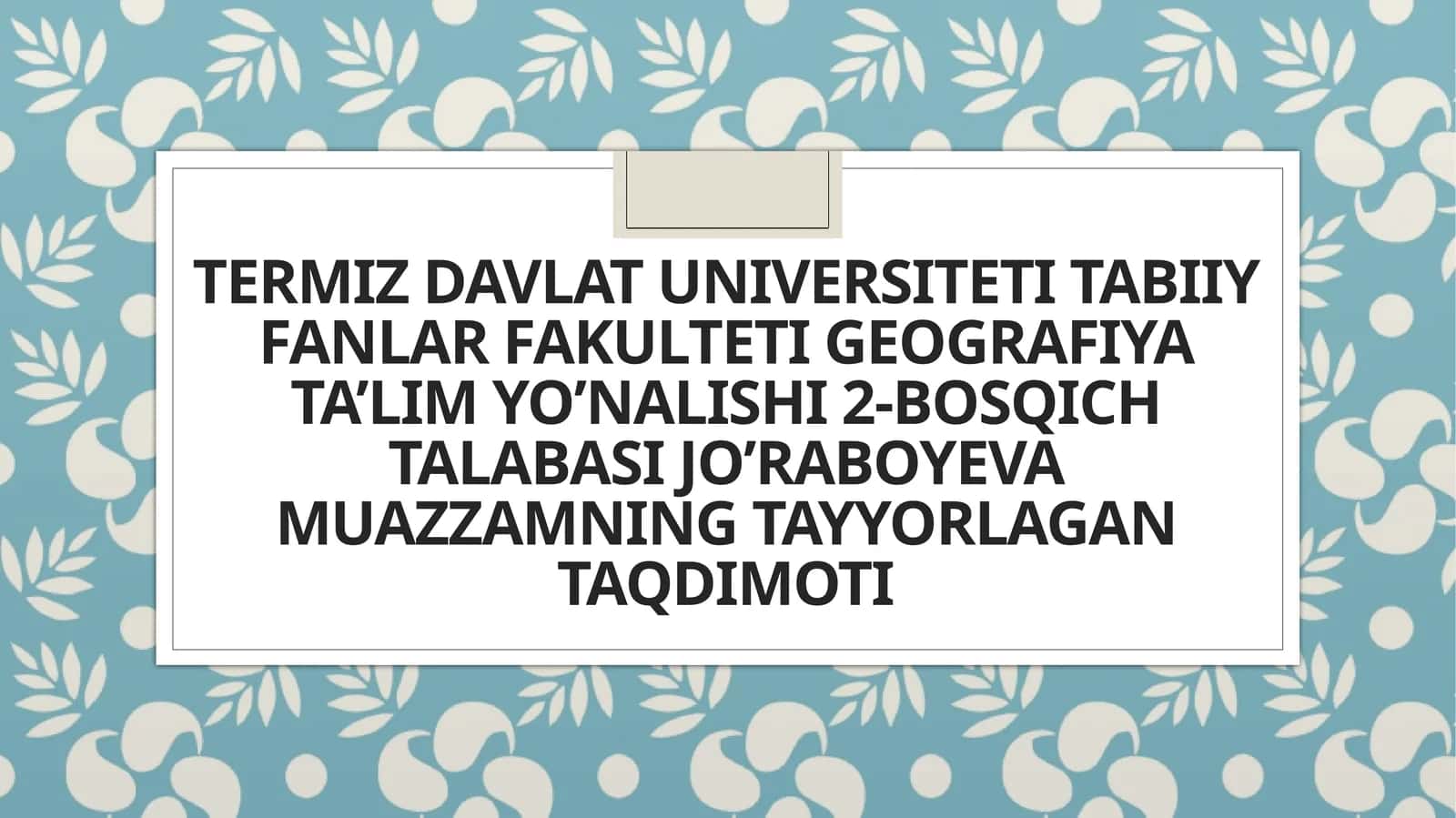 Geografik xaritalar da hodisalar ni kartografik tasvirlash usullarini o‘rganish 1