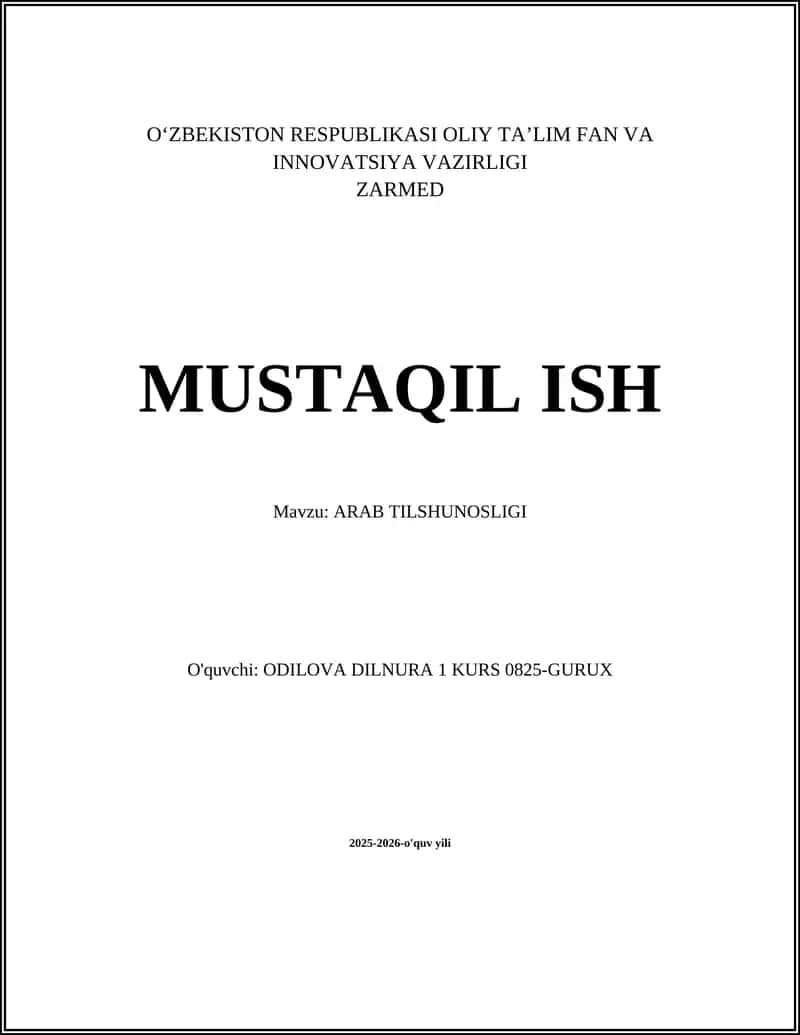ARAB TILSHUNOSLIGI 1
