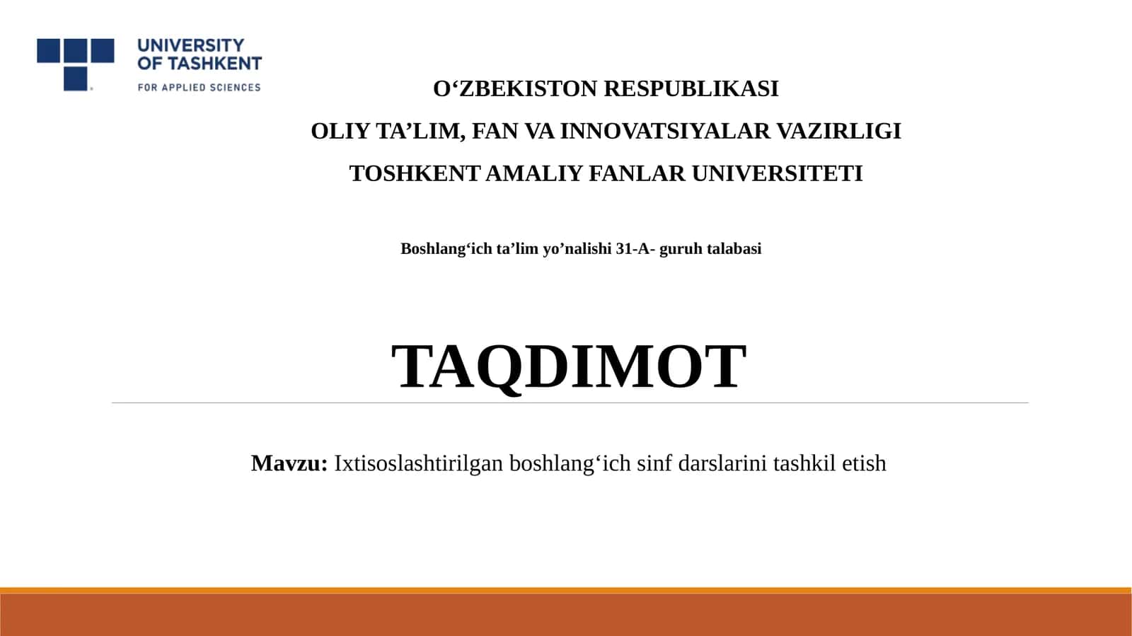 Ixtisoslashtirilgan boshlang‘ich sinf darslarini tashkil etish 1