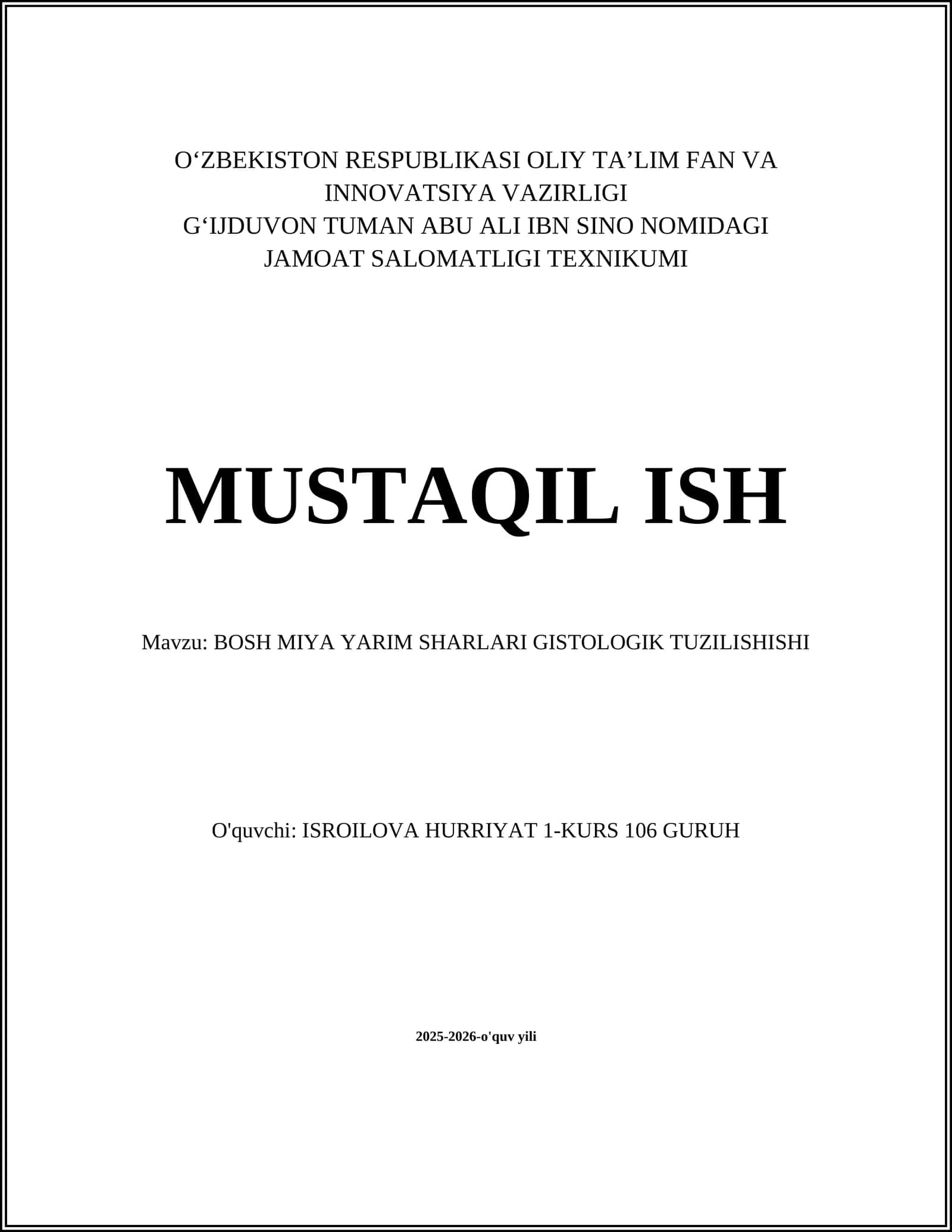 BOSH MIYA YARIM SHARLARI GISTOLOGIK TUZILISHISHI 1