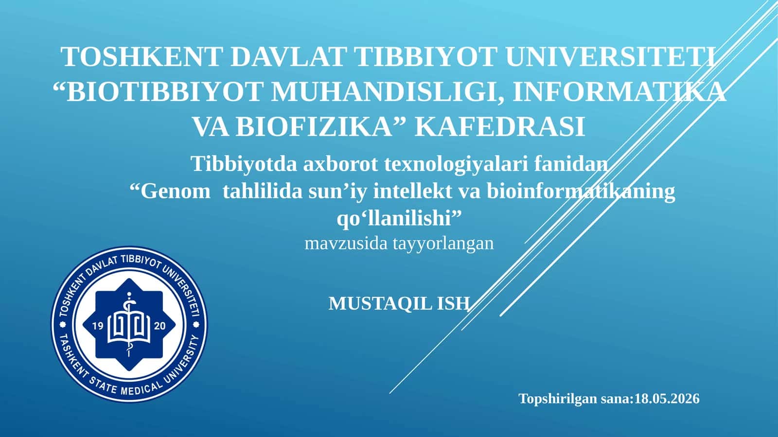 “Genomtahlilidasun’iyintellektvabioinformatikaningqo‘llanilishi” 1