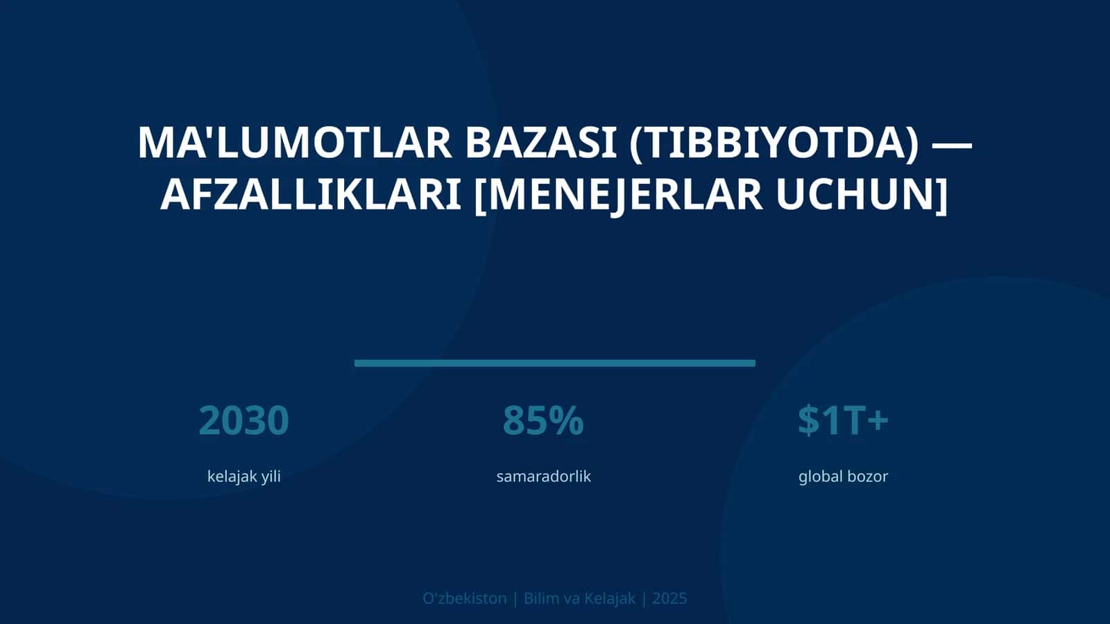 MA'LUMOTLAR BAZASI (TIBBIYOTDA) — AFZALLIKLARI [MENEJERLAR UCHUN] 1