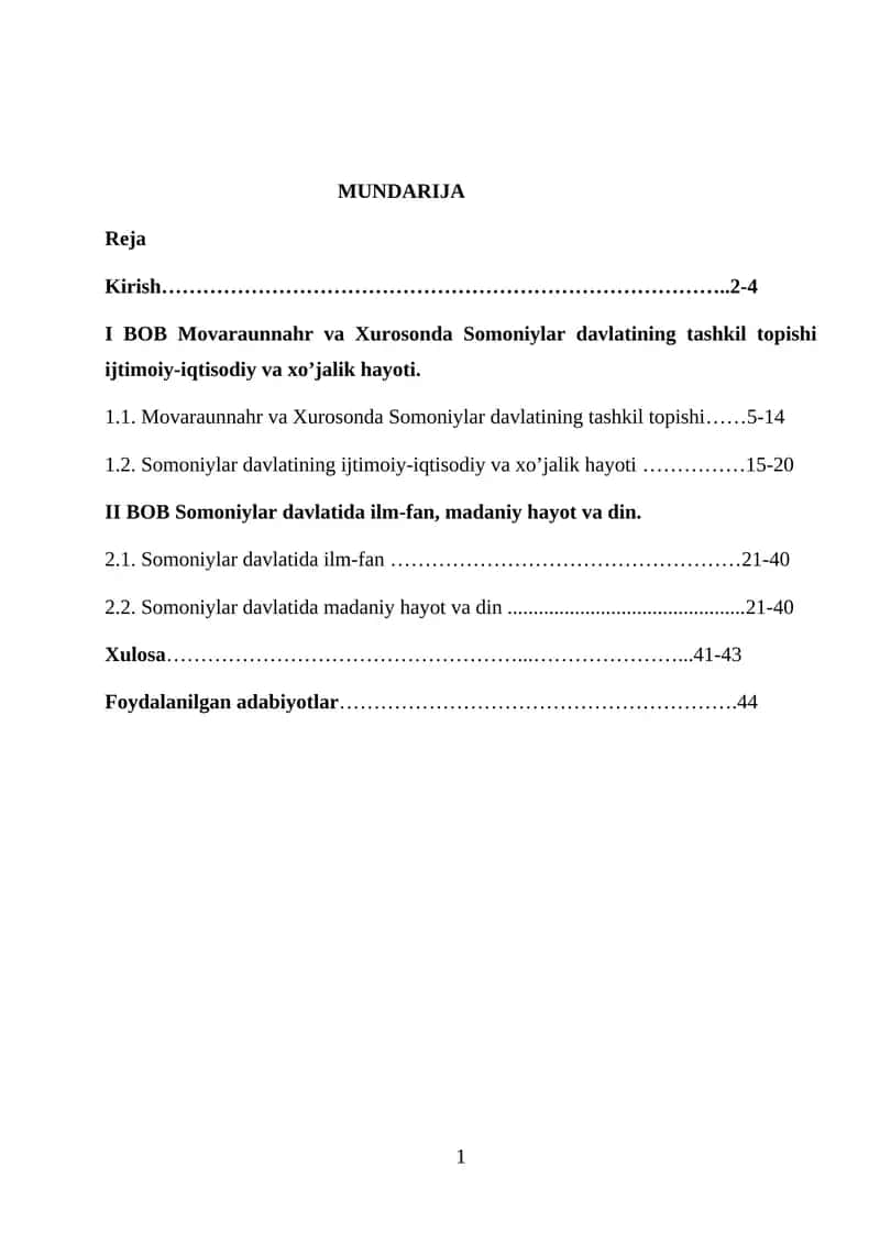 Movaraunnahr va Xurosonda Somoniylar davlatining tashkil topishi 1
