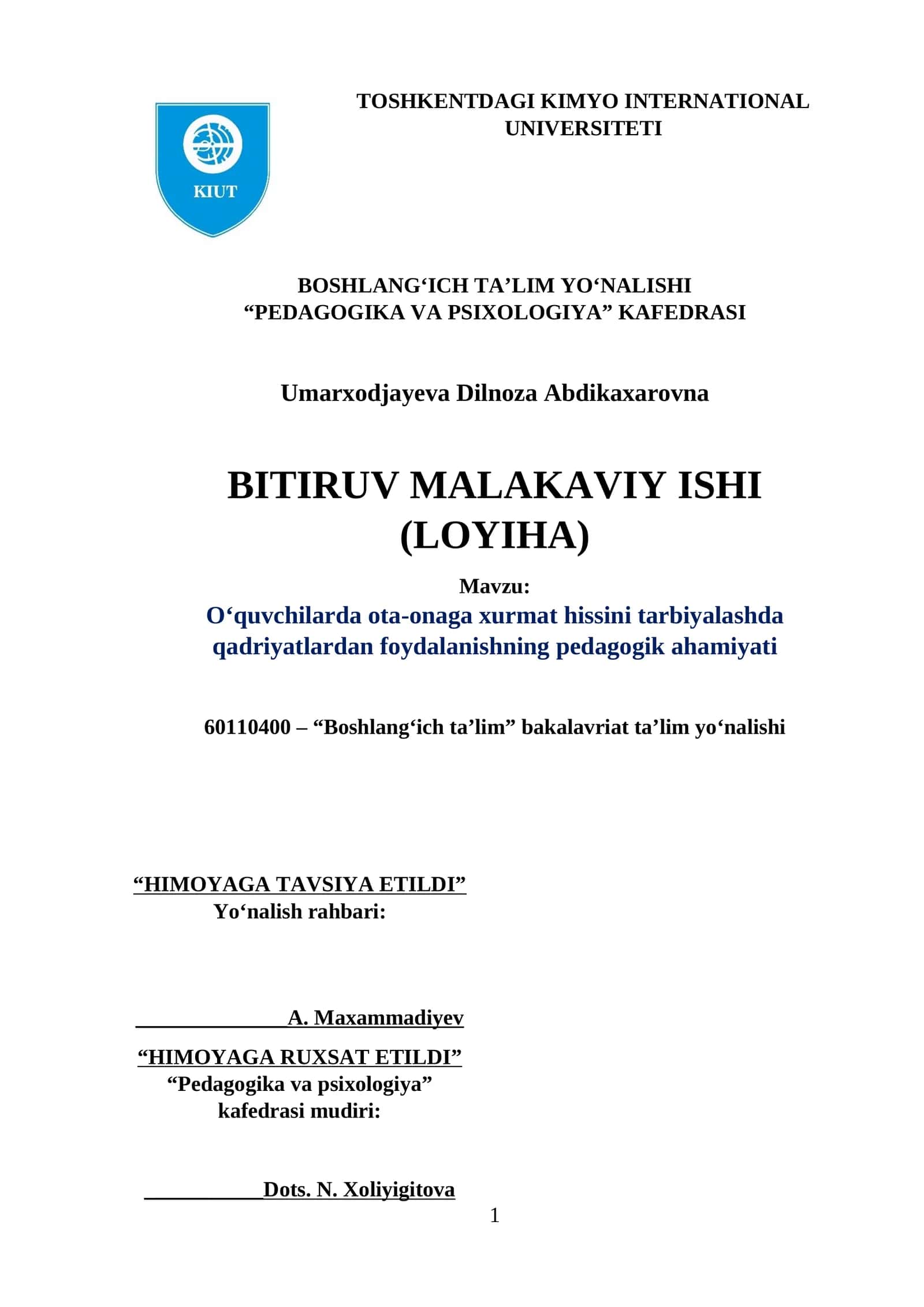 O‘quvchilarda ota-onaga хurmat hissini tarbiyalashda qadriyatlardan foydalanishning рedagogik ahamiyati 1