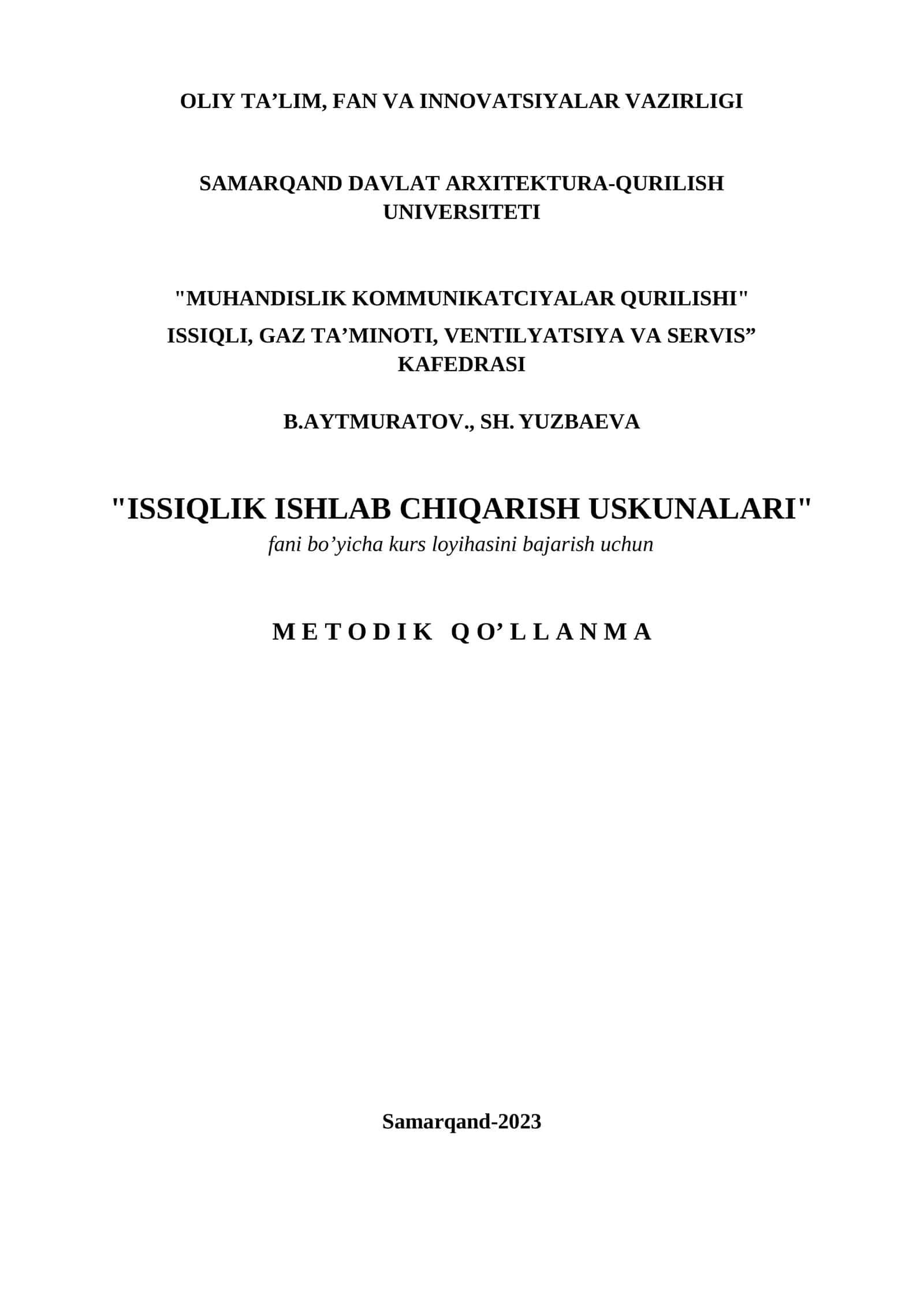 Issiqlik ishlab chiqarish uskunlari 1