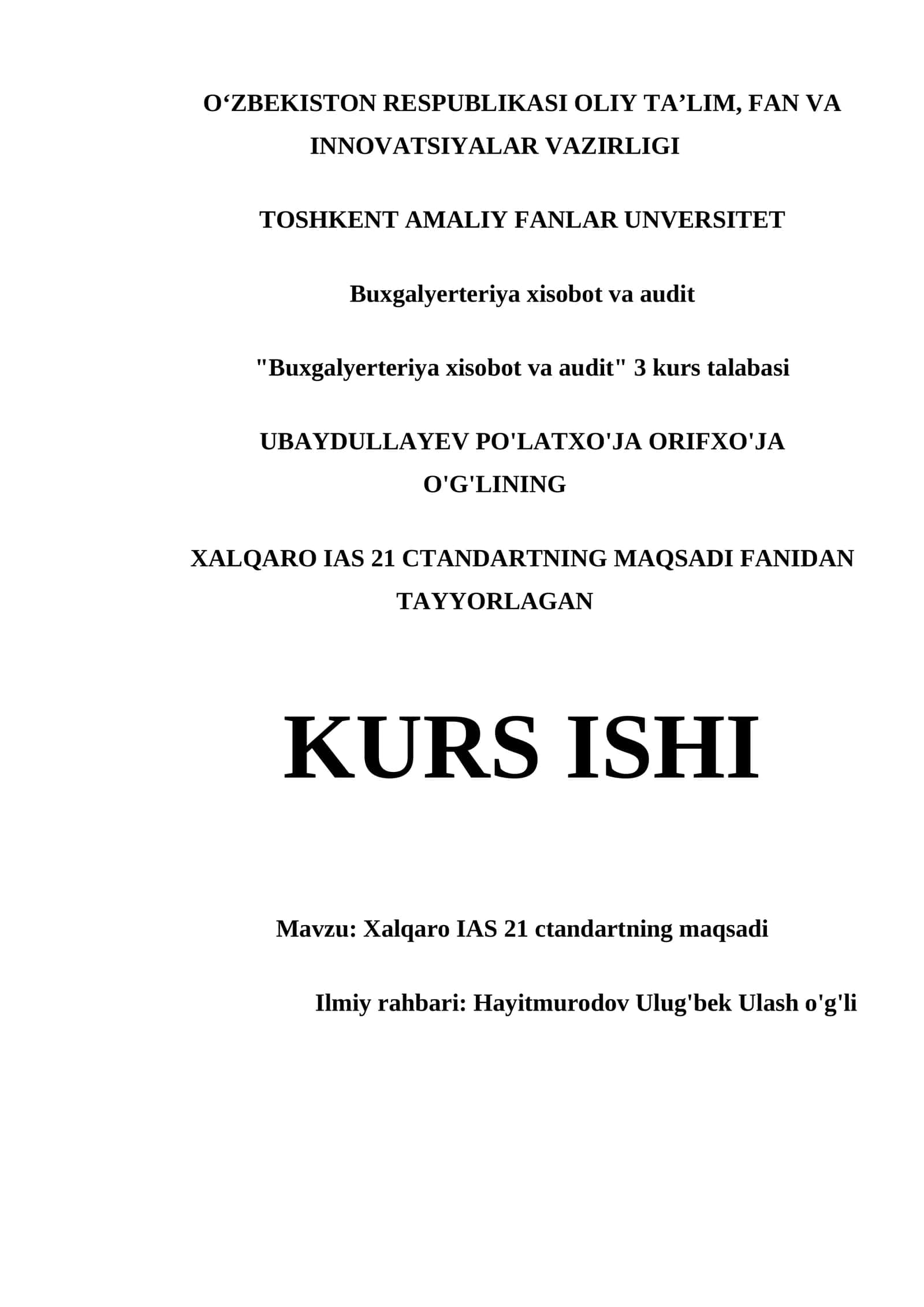 ХАLQАRО IAS 21 CTАNDАRTNING MАQSАDI 1