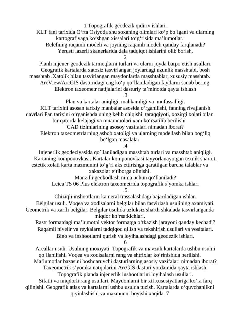 Topografik-geodezik qidiriv ishlari 1