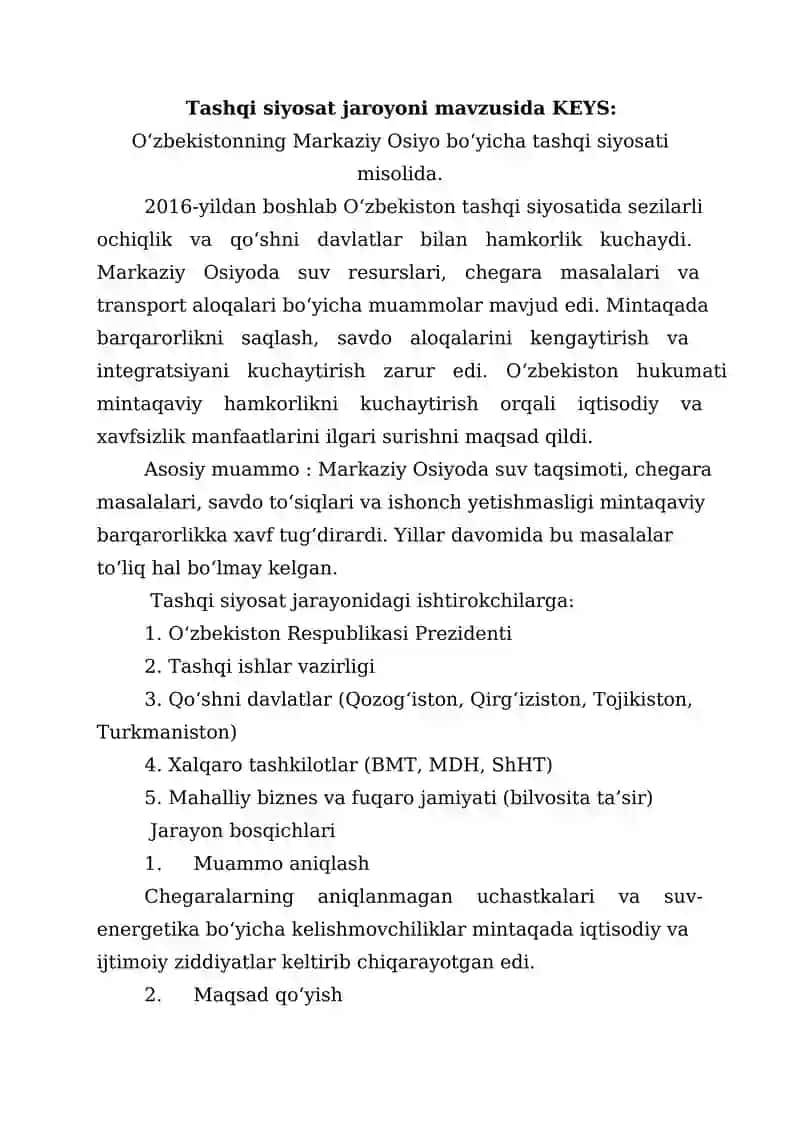 Tashqi siyosat jaroyoni 1