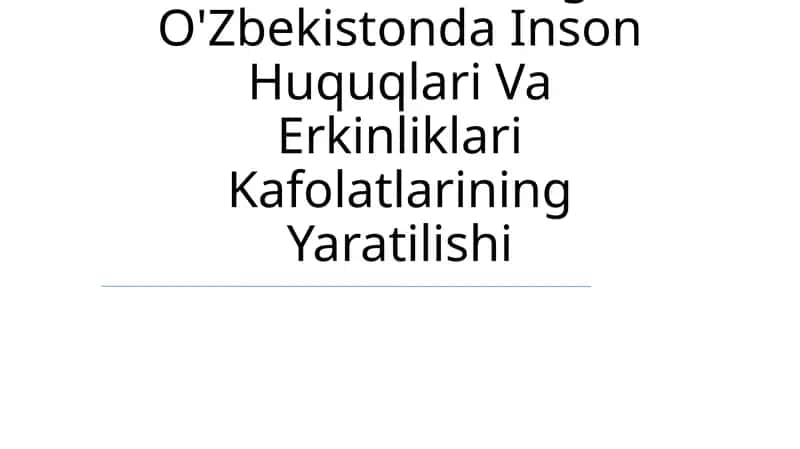 Mustaqillik Yillardidan Sung O'Zbekistonda Inson Huquqlari Va Erkinliklari Kafolatlarining Yaratilishi 1