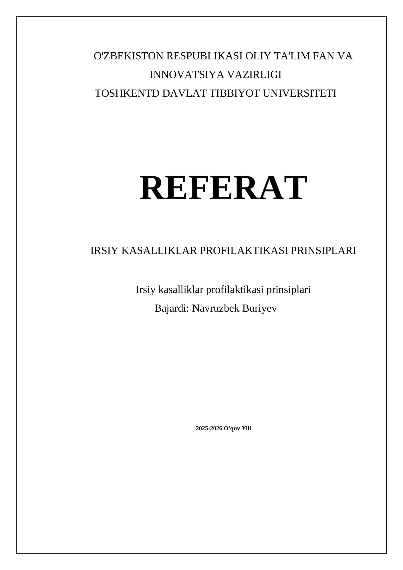 IRSİY KASALLIKLAR PROFILAKTIKASI PRINSIPLARI 1