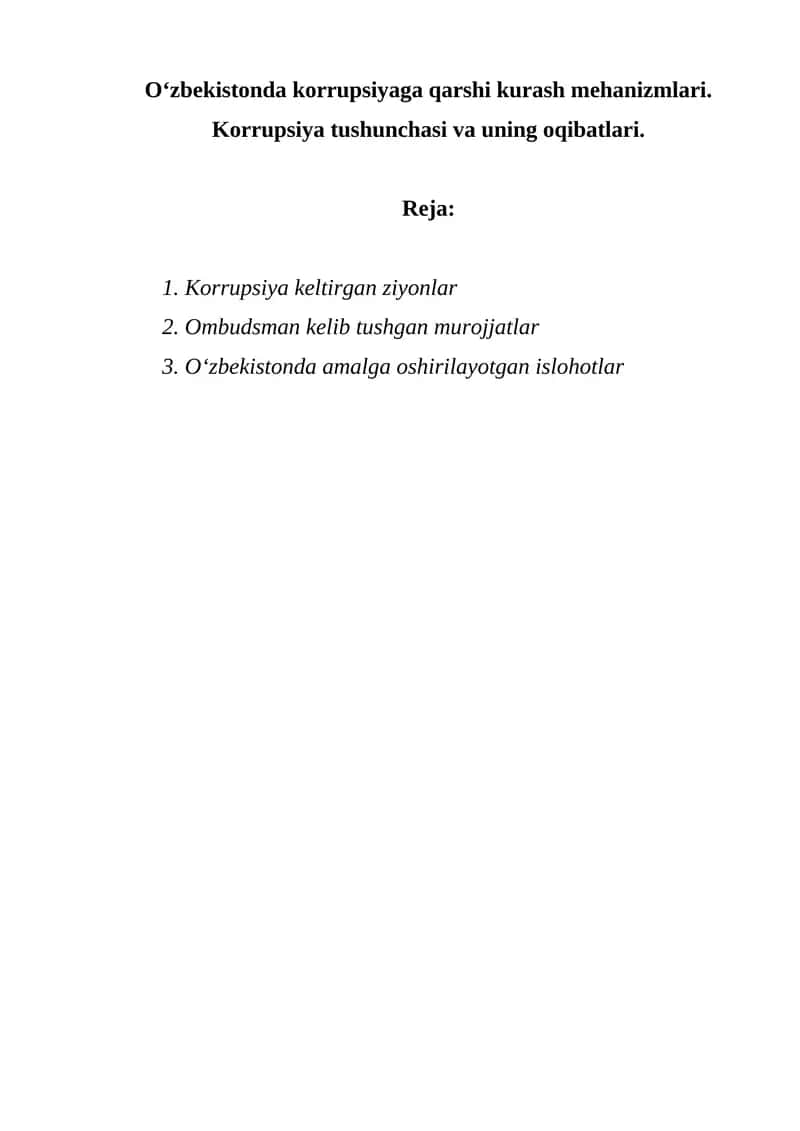 Korrupsiyaga qarshi kurash mehanizmlari 1
