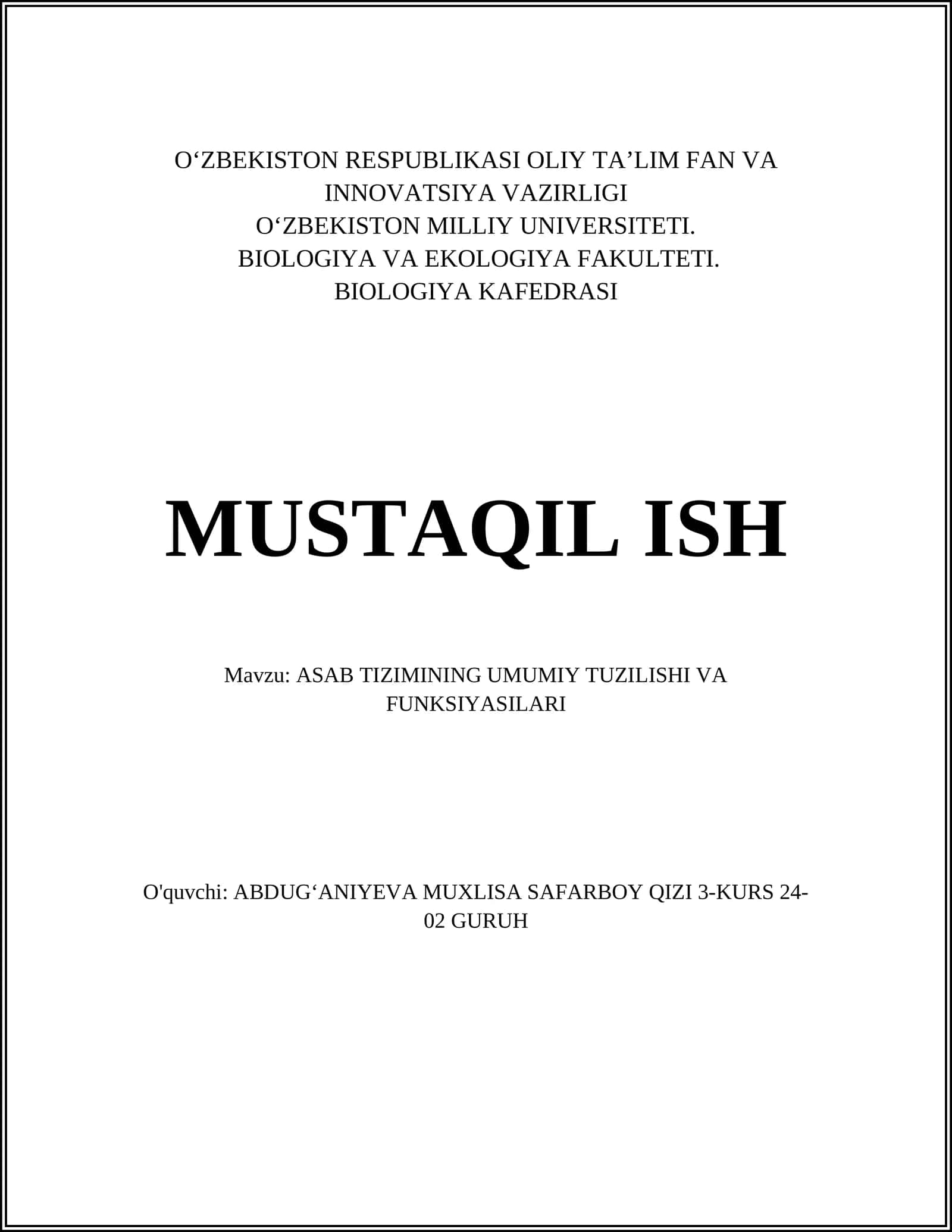 ASAB TIZIMINING UMUMIY TUZILISHI VA FUNKSIYASILARI 1