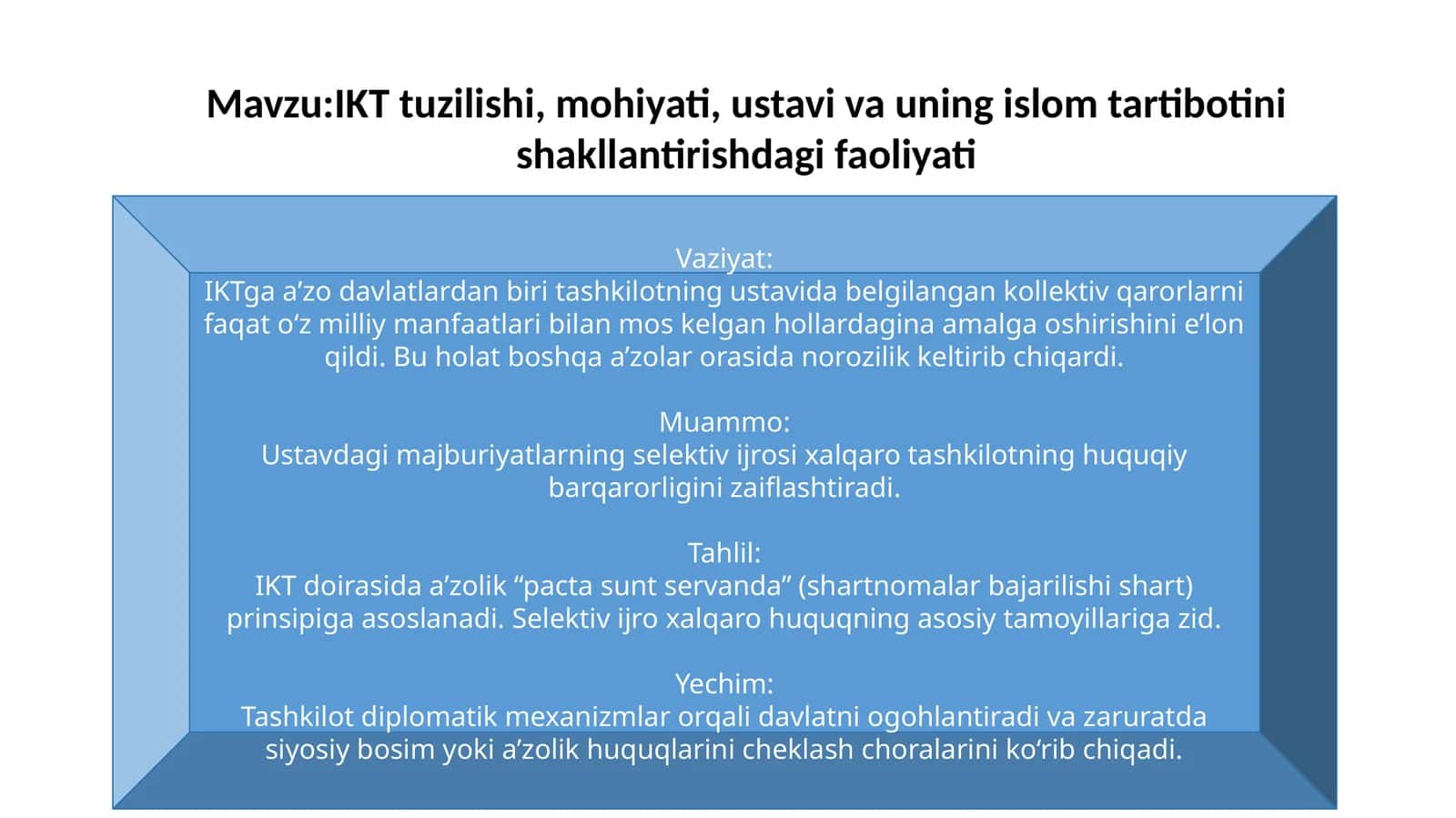 Etnomdaniyat fani uchun kazus 1