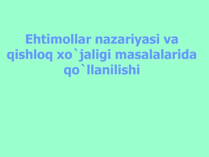 Ehtimollar nazariyasi 1