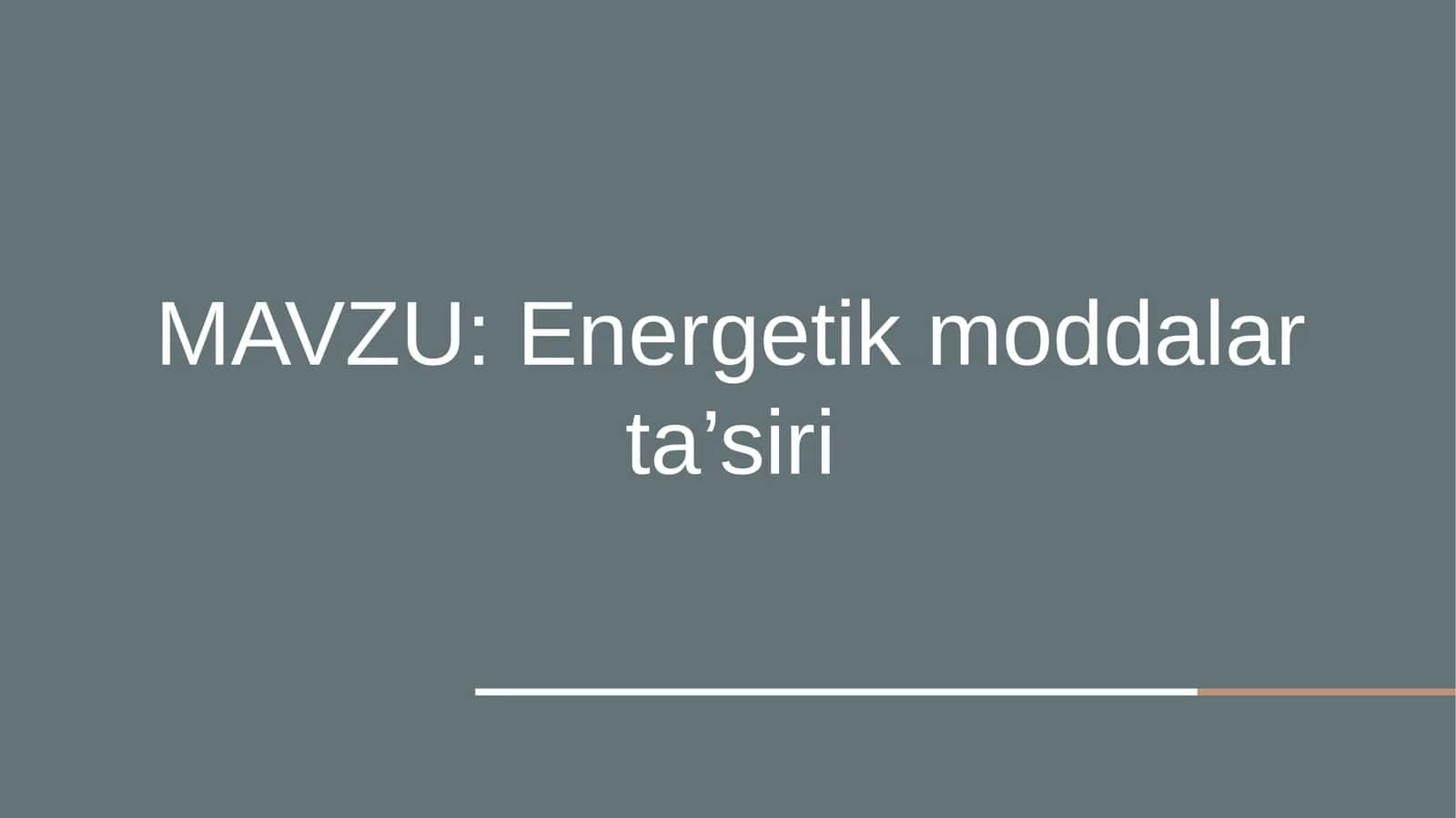 Energetikmoddalarta’siri 1