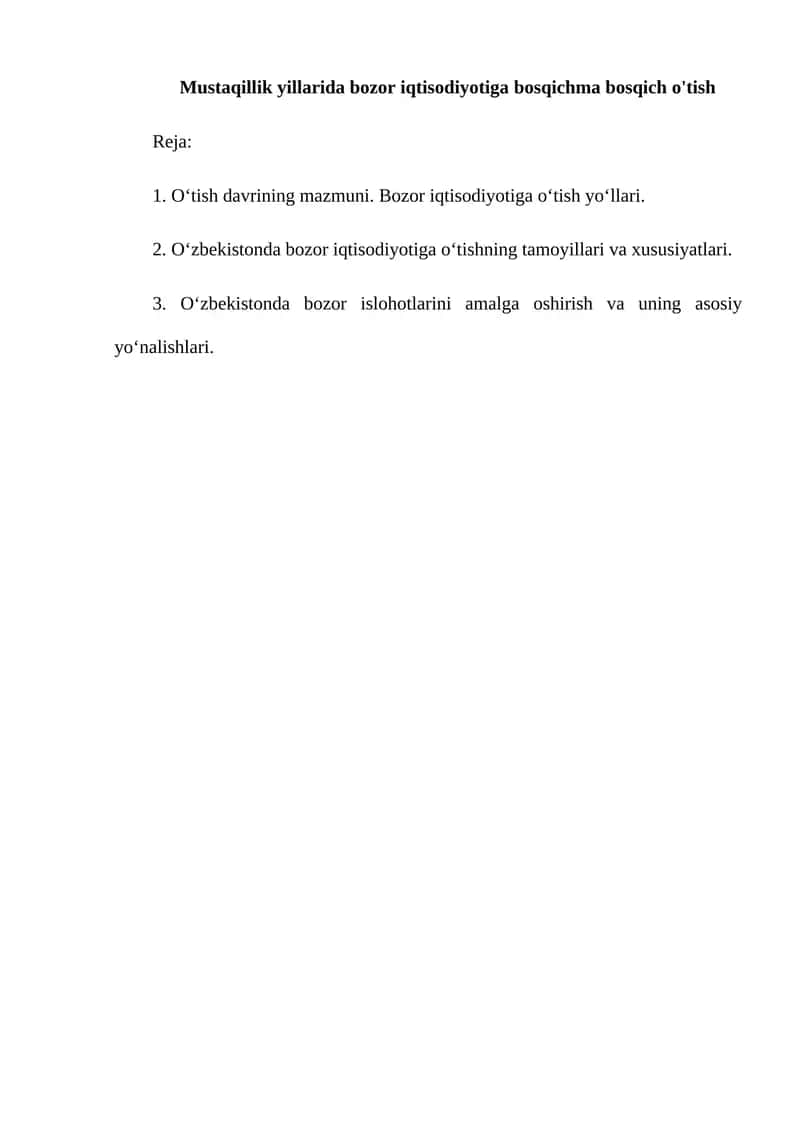Bozor iqtisodiyotiga o'tish 1
