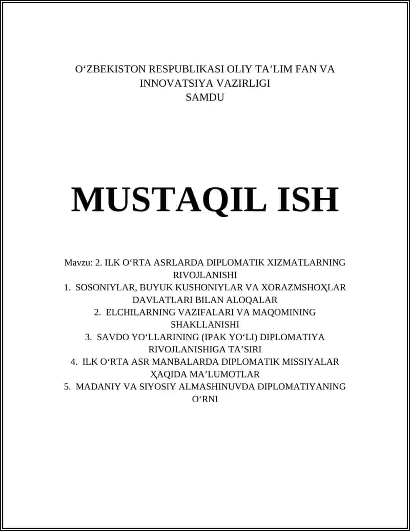 MUSTAQIL ISH 1