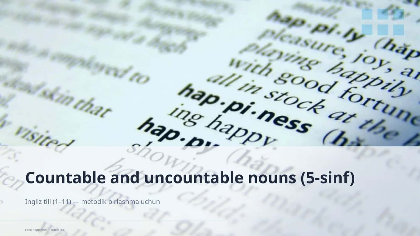 Countable and uncountable nouns (5-sinf) 1