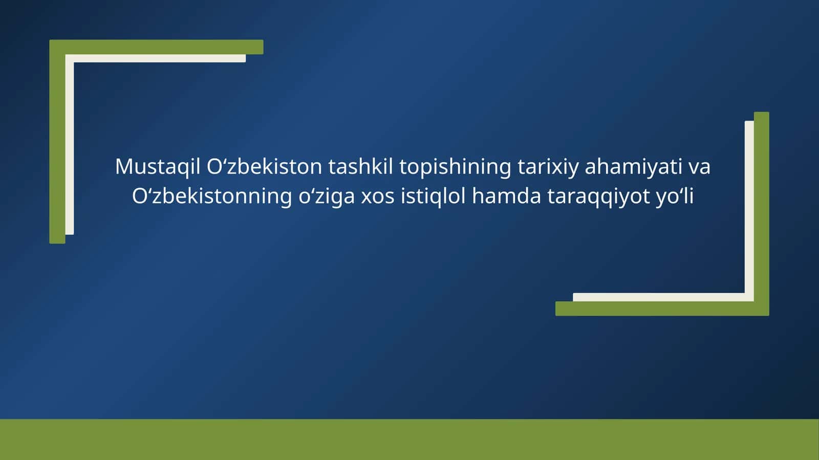 Mustaqil Oʻzbekiston tashkilot topishi 1