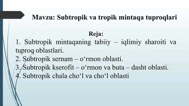 subtropik va tropik mintaqa tuproqlari 1