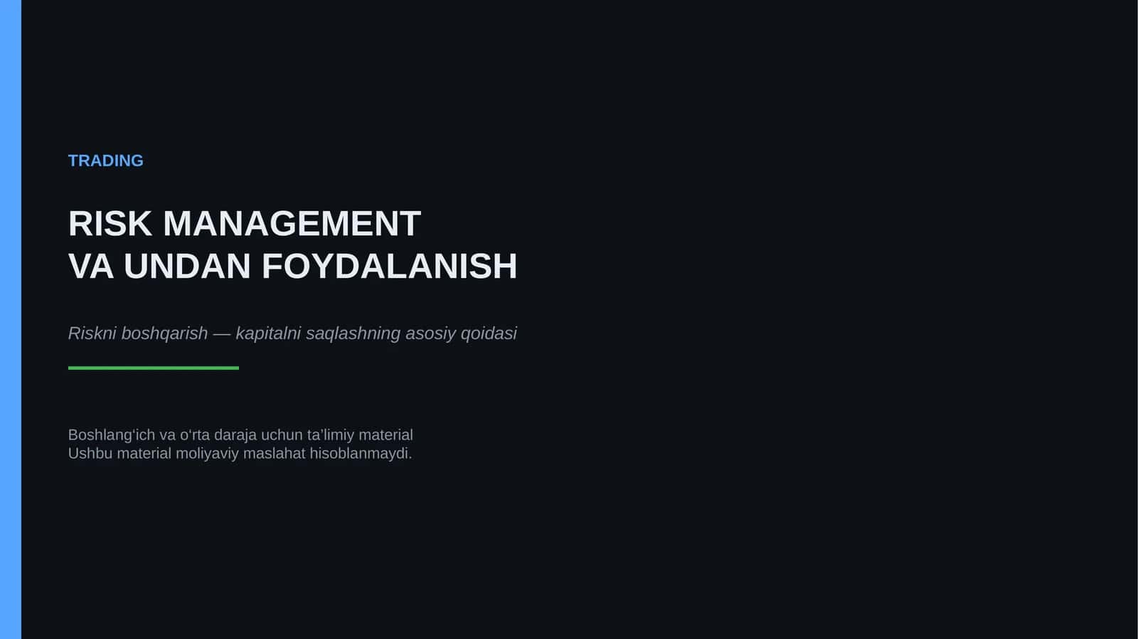 Risk Management va undan foydalanish 1