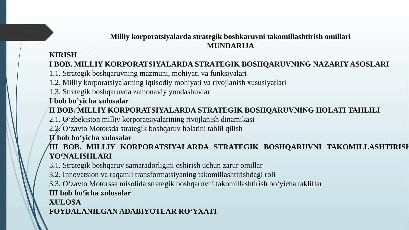 Milliy korporatsiyalarda strategik boshqaruvni takomillashtirish omillari 1
