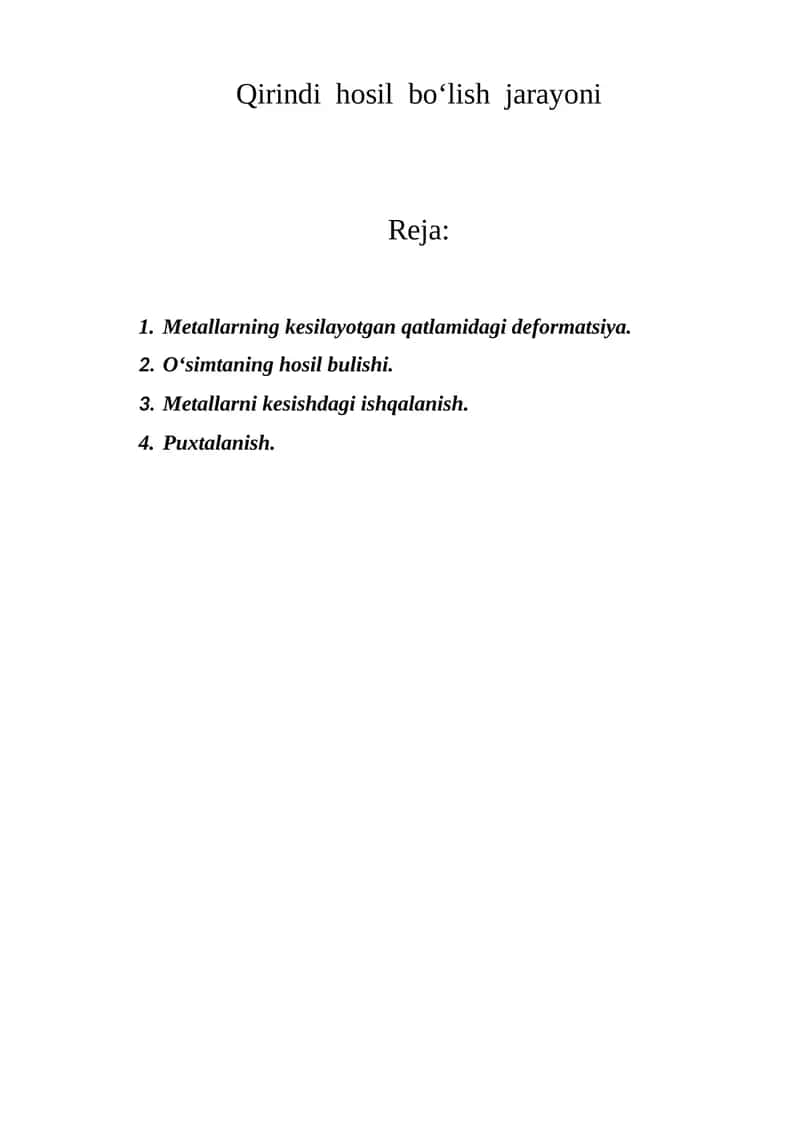 Kesish jarayoni 1