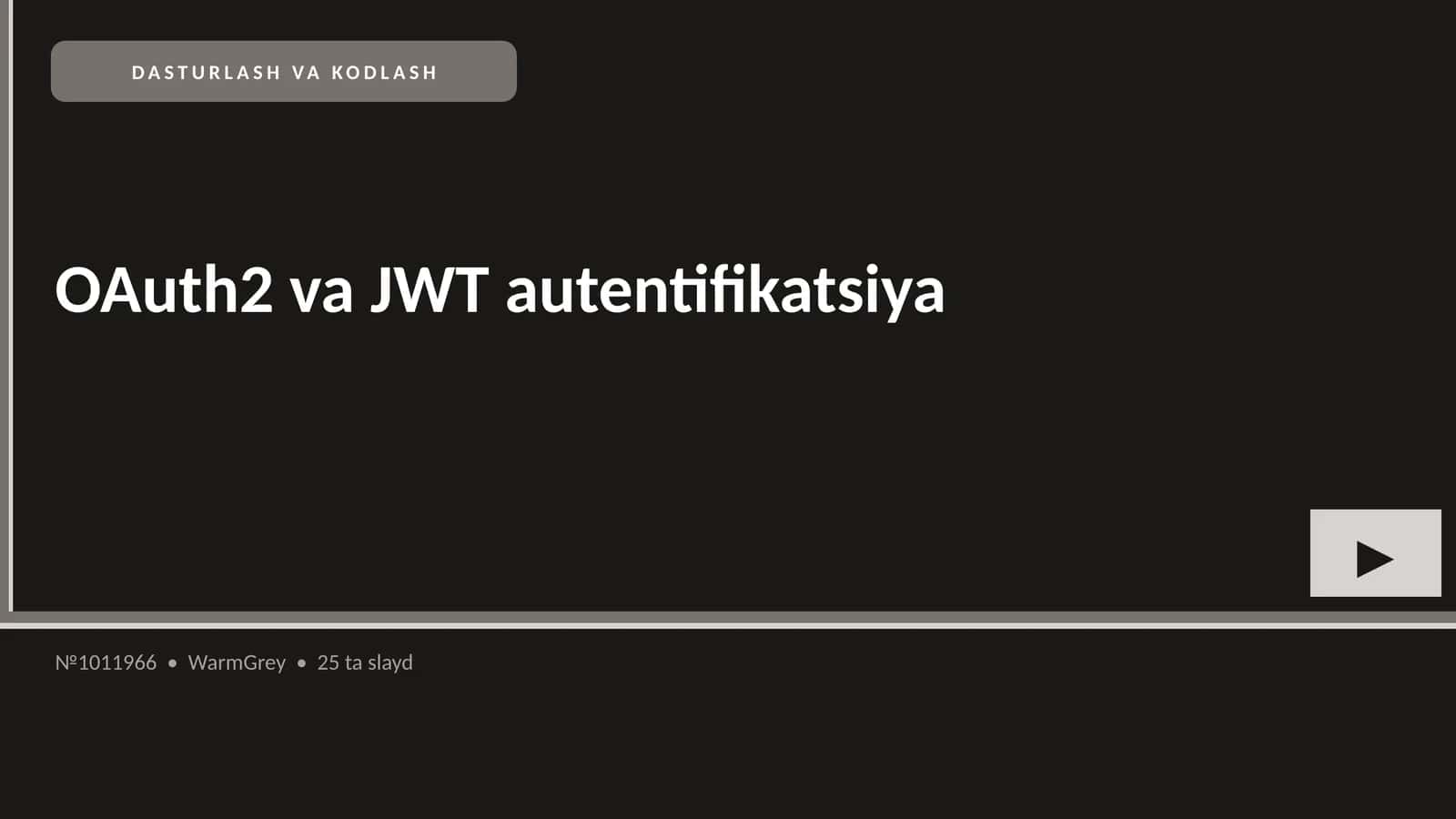 OAuth2 va JWT autentifikatsiya 1