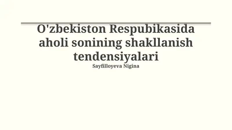 O'zbekiston Respubikasida aholi sonining shakllanish tendensiyalari 1
