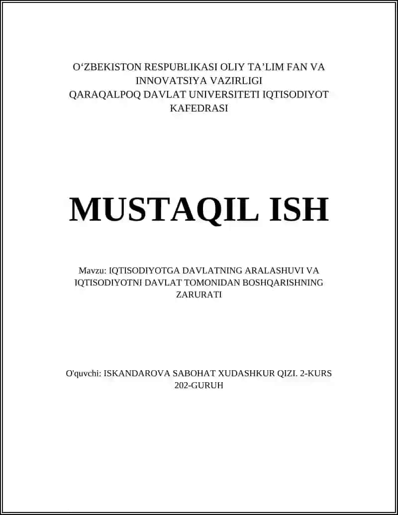 Davlatning iqtisodiyotga aralashuvining tarixi