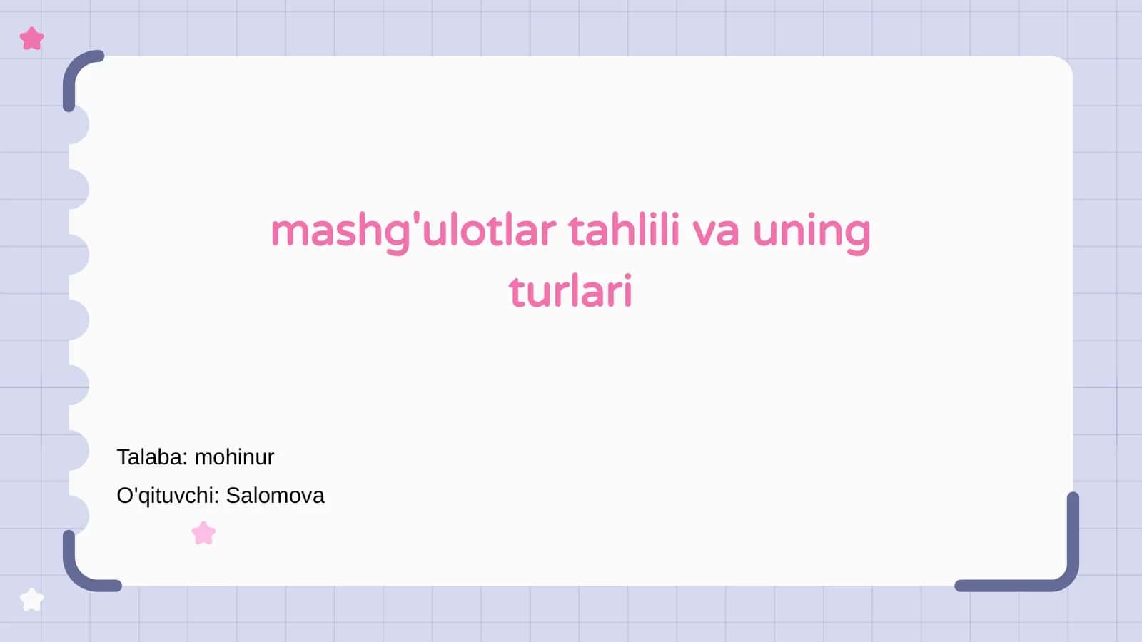 Mashg'ulotlar tahlili va uning turlari 1