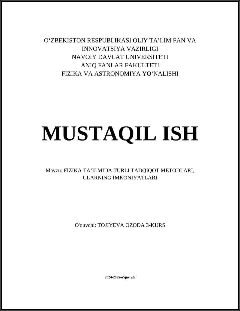 FIZIKA TA’ILMIDA TURLI TADQIQOT METODLARI 1