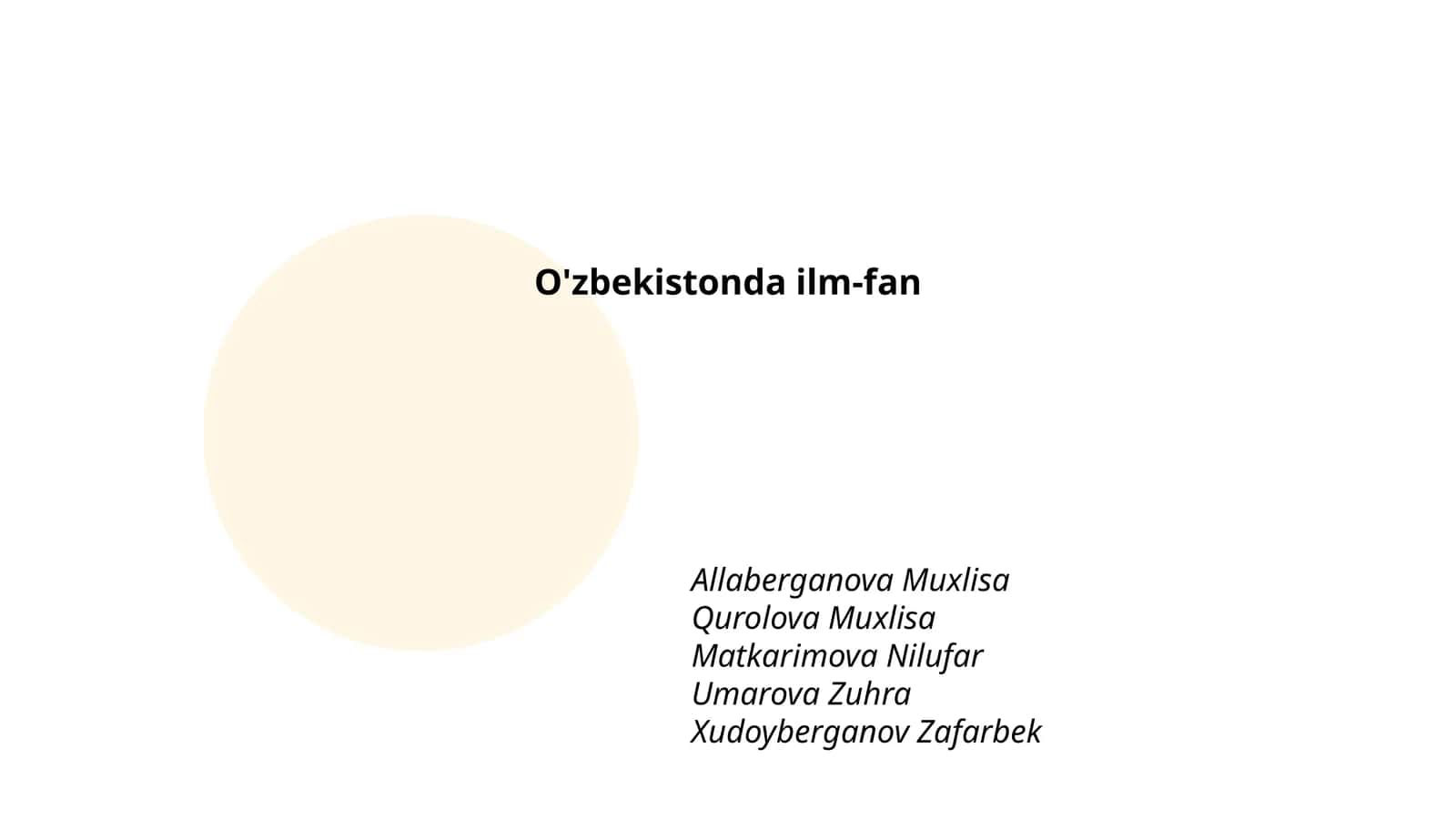 O'zbekistonda ilm-fanning rivojlanish tarixi 1