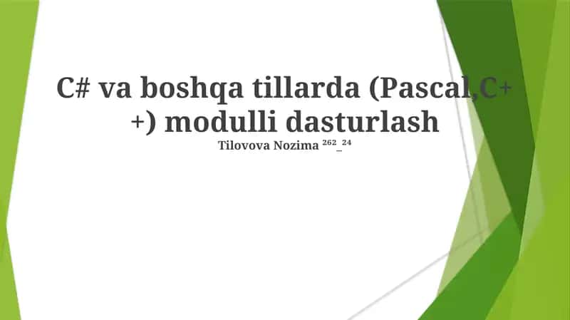 C#.NET Modulli Dasturlash 1