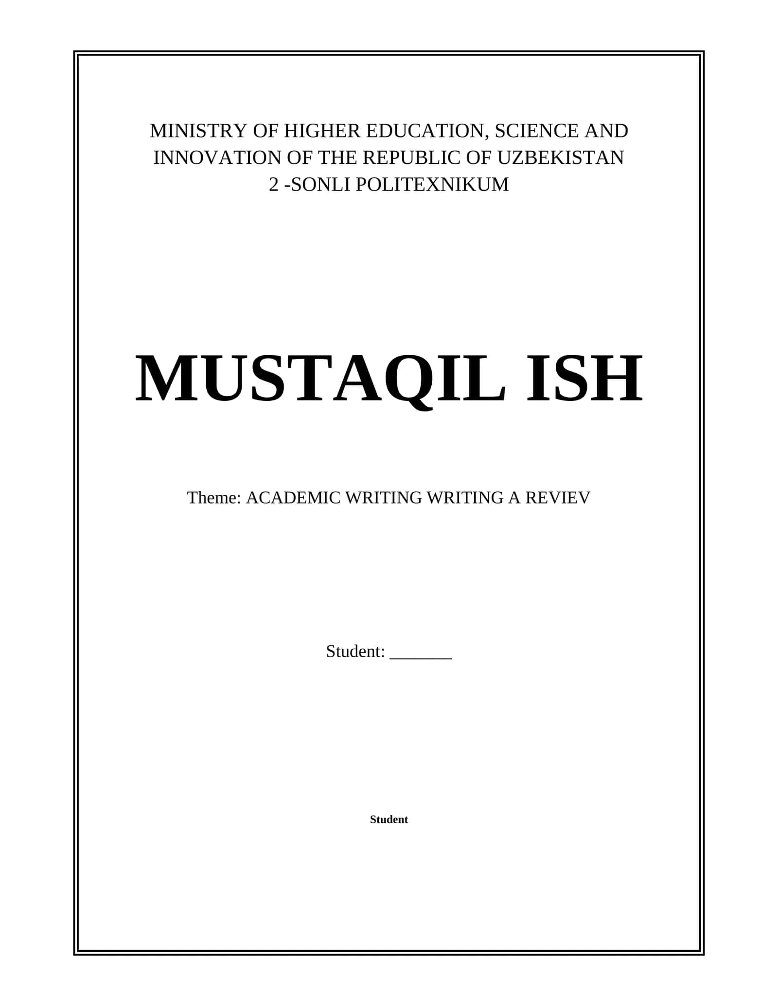 ACADEMIC WRITING WRITING A REVIEV 1