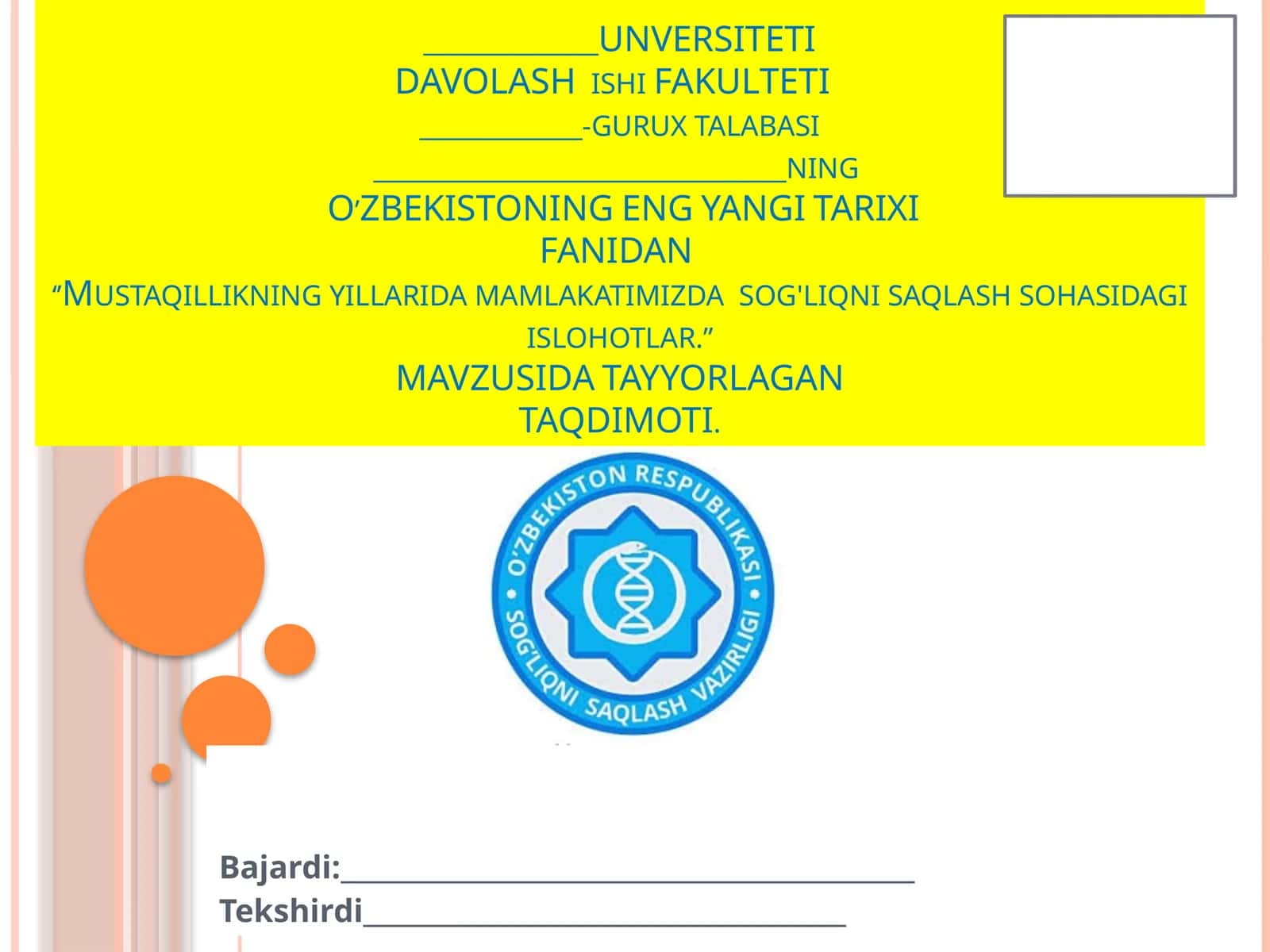 Mustaqillikning yillarida mamlakatimizda sog'liqni saqlash sohasidagi islohotlar 1