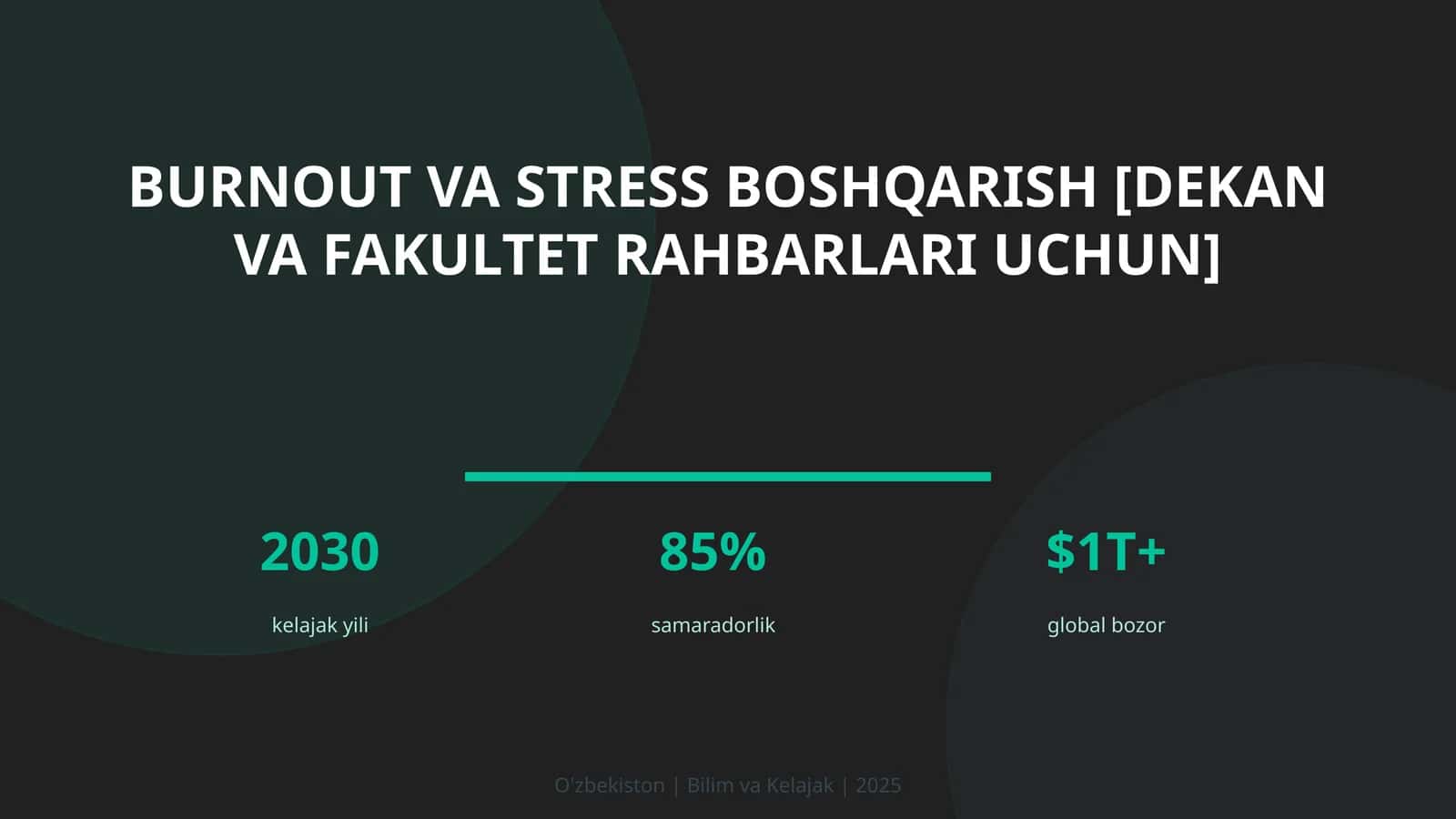 Burnout va stress boshqarish [dekan va fakultet rahbarlari uchun] 1