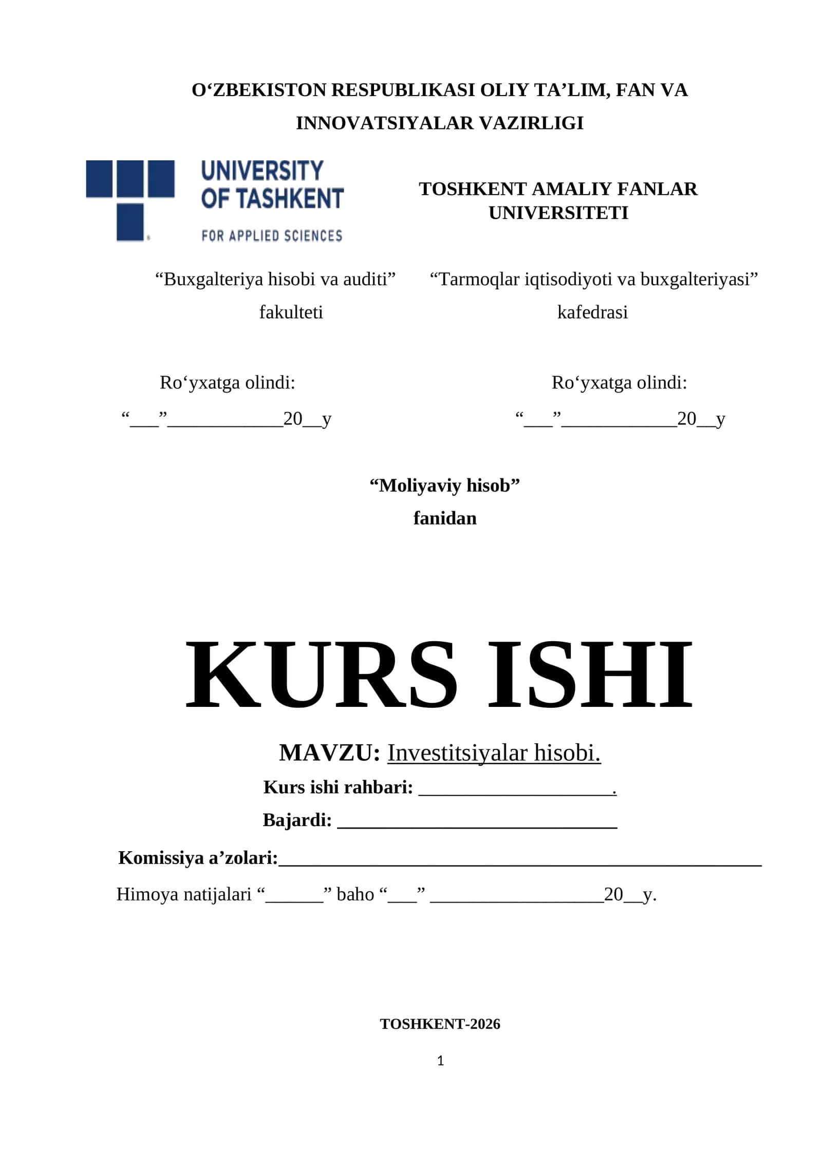 Investitsiyalar hisobi 1