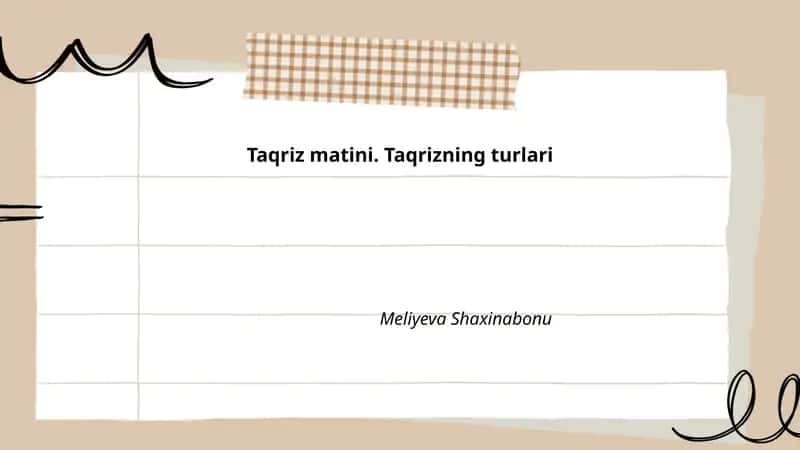 Taqriz matini. Taqrizning turlari 1
