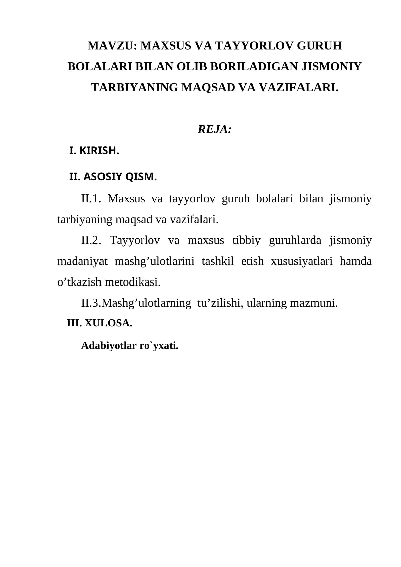 MAXSUS VA TAYYORLOV GURUH BOLALARI BILAN OLIB BORILADIGAN JISMONIY TARBIYANING MAQSAD VA VAZIFALARI 1