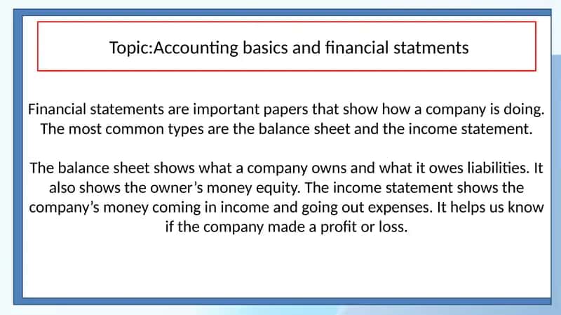 Accounting basics and financial statments 1