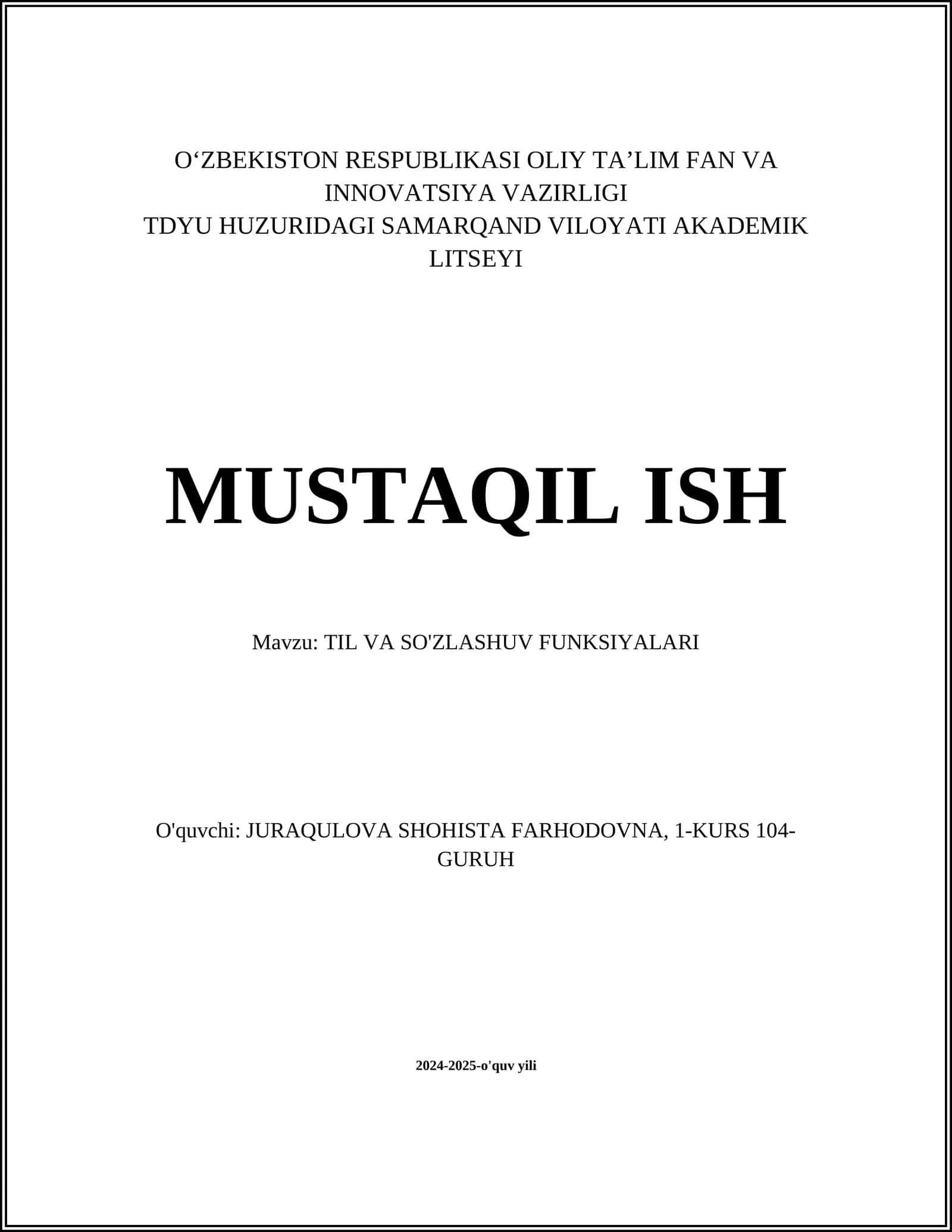 TIL VA SO'ZLASHUV FUNKSIYALARI 1