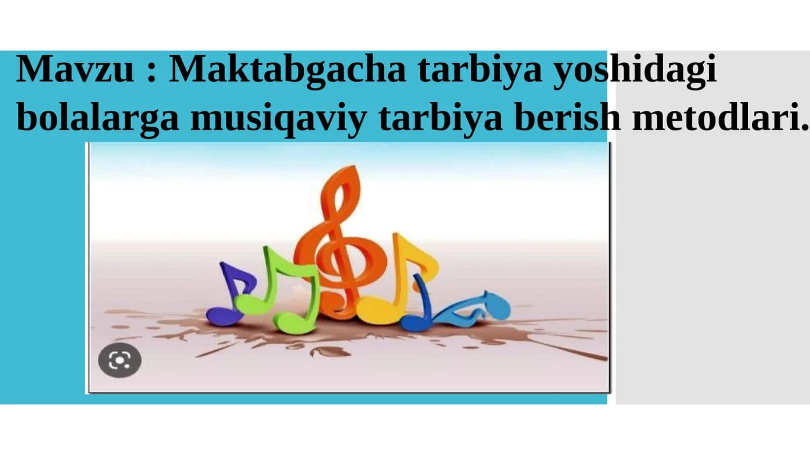 Maktabgacha tarbiya yoshidagi bolalargamusiqaviytarbiya berish metodlari 1