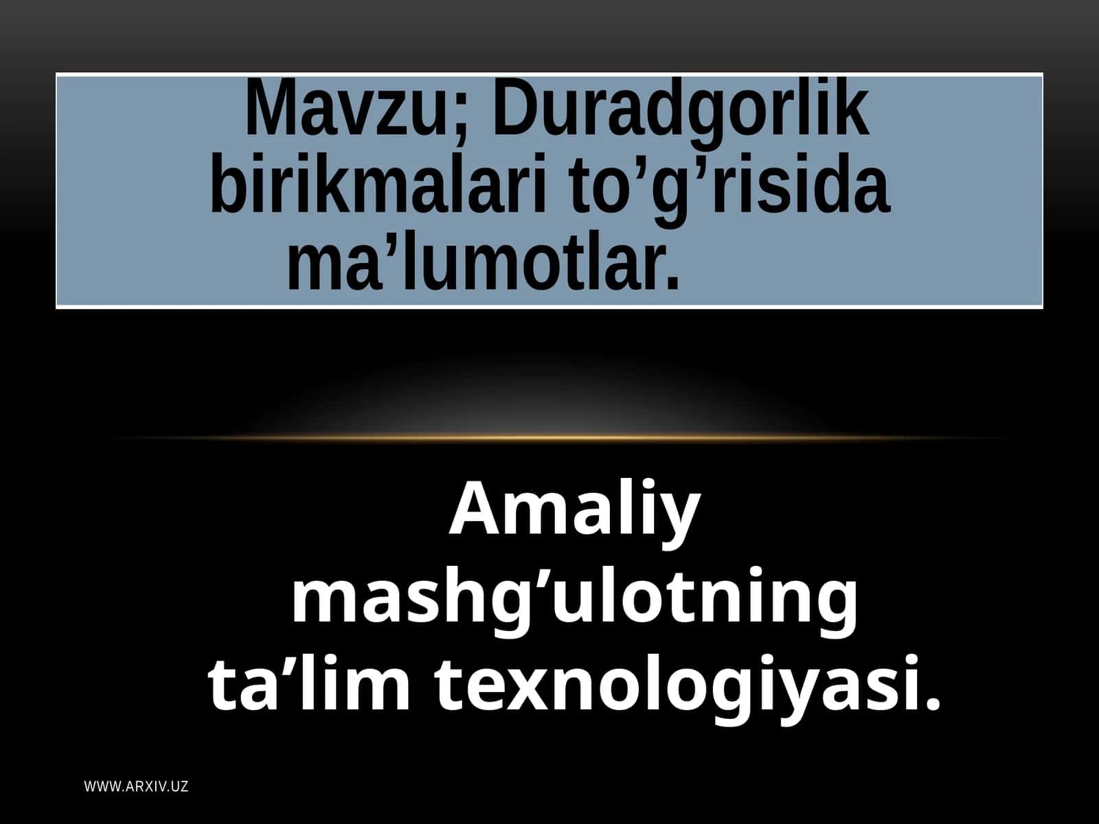 Duradgorlik birikmalari to’g’risida ma’lumotlar 1