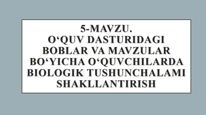 Biologiya oʻqitish metodikasi 1