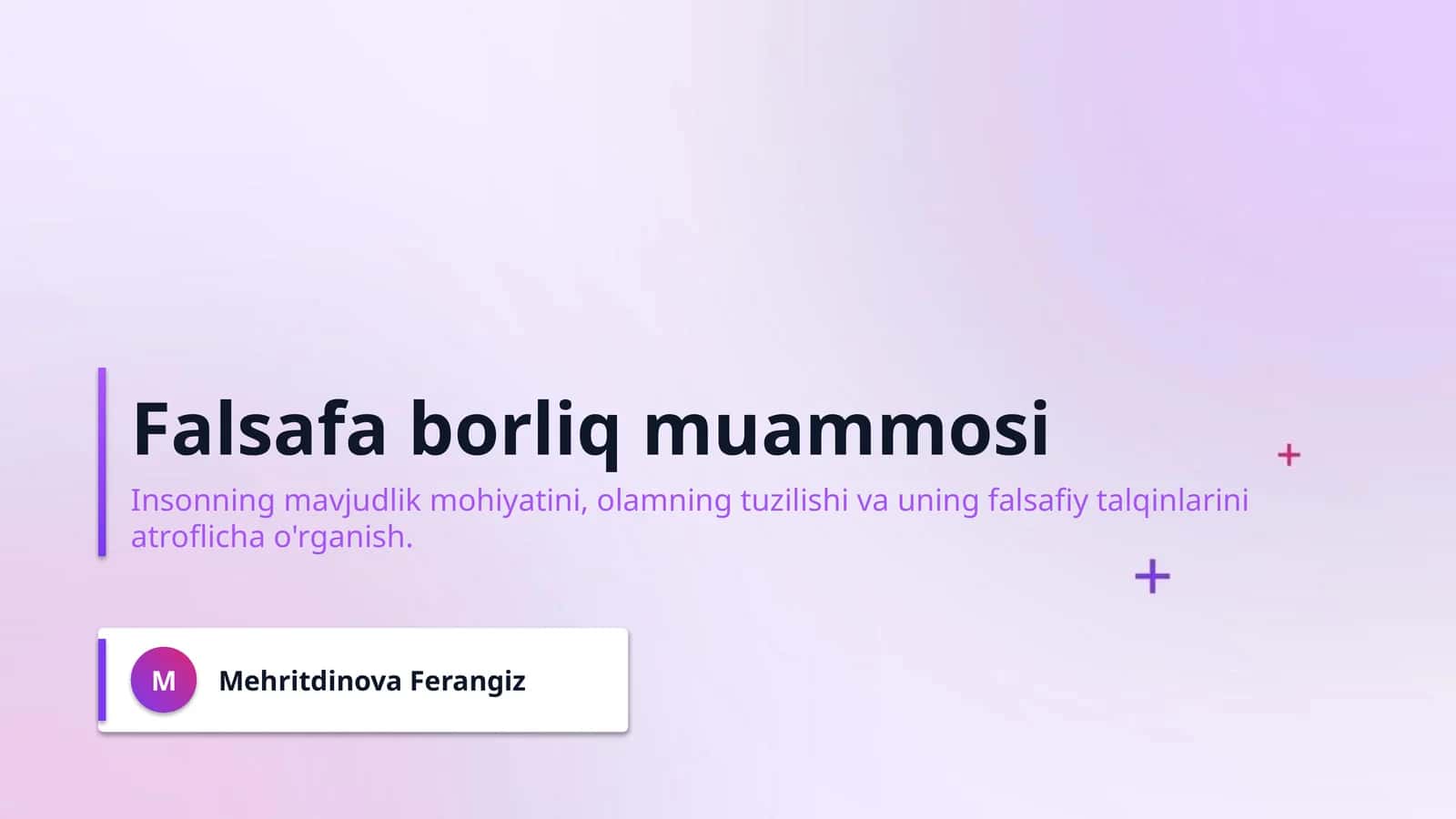 Falsafa borliq muammosi 1